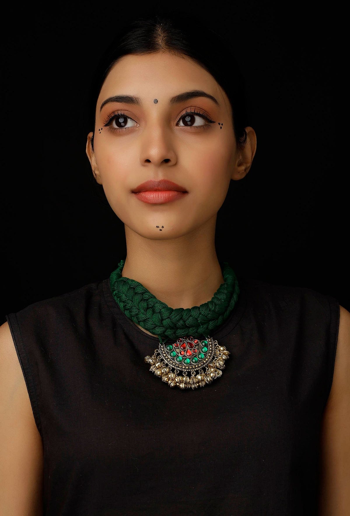 Sara Emerald Green Kundan Tribal Necklace