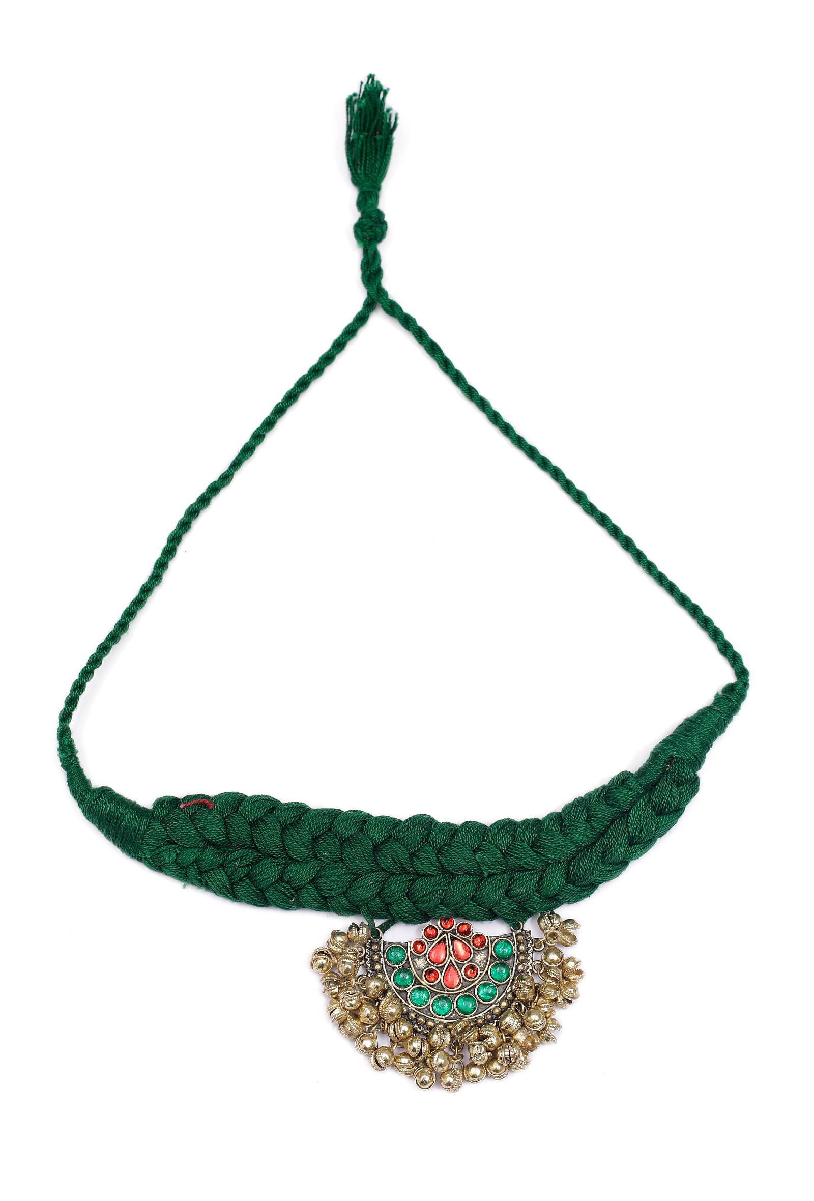 Sara Emerald Green Kundan Tribal Necklace
