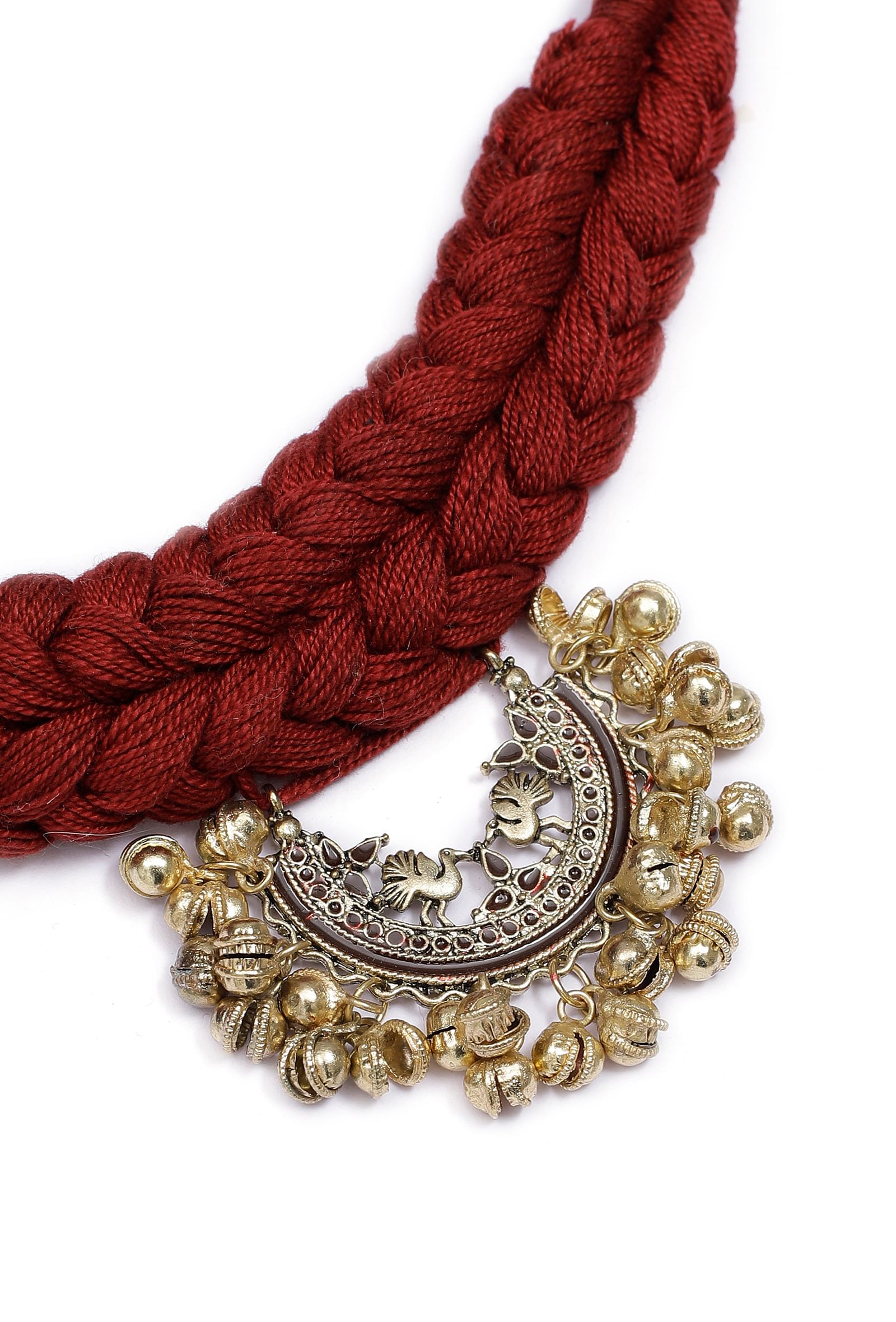 Mehreen Maroon Kundan Tribal Necklace