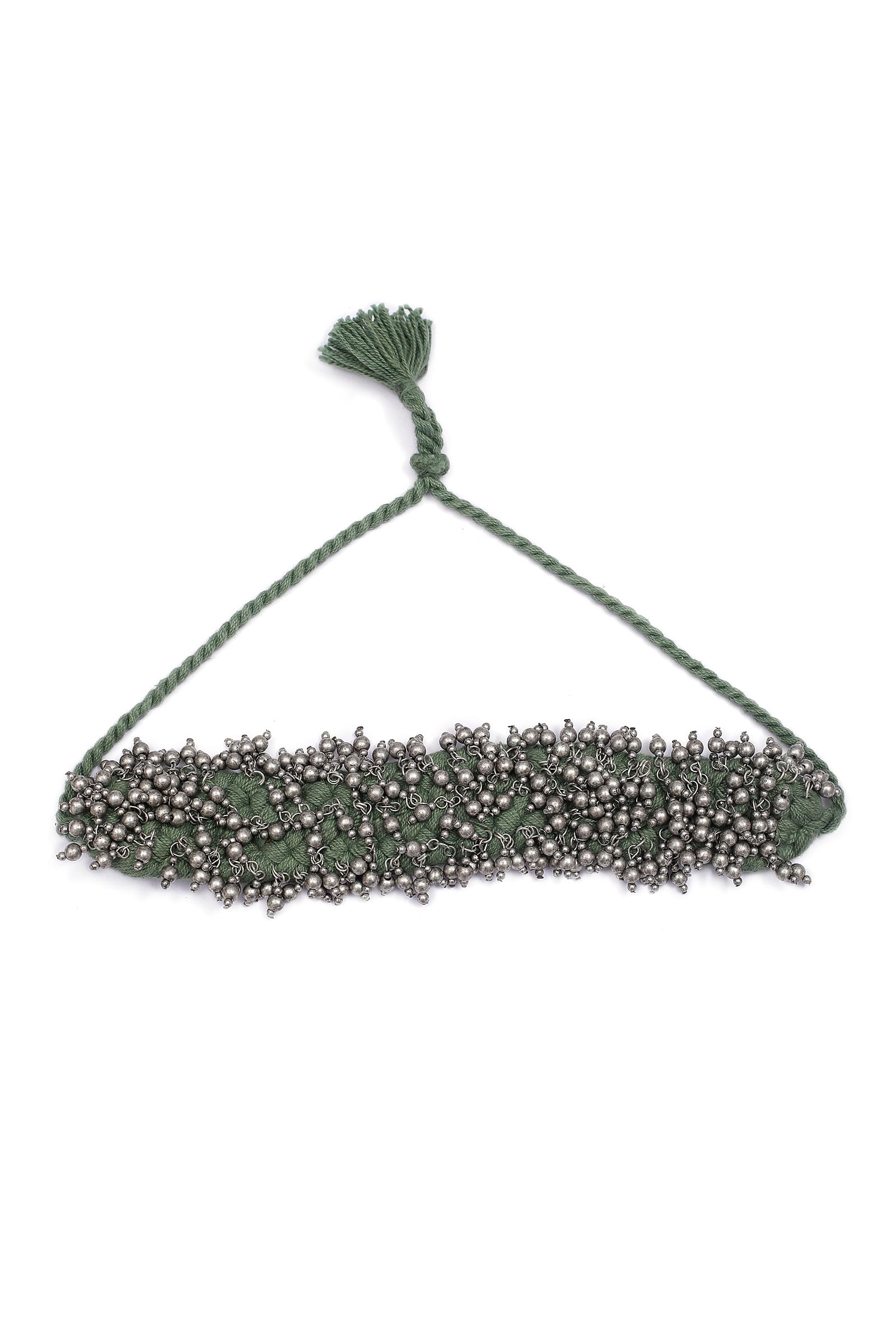 Sage Green Ghunghroo Tribal Choker Necklace