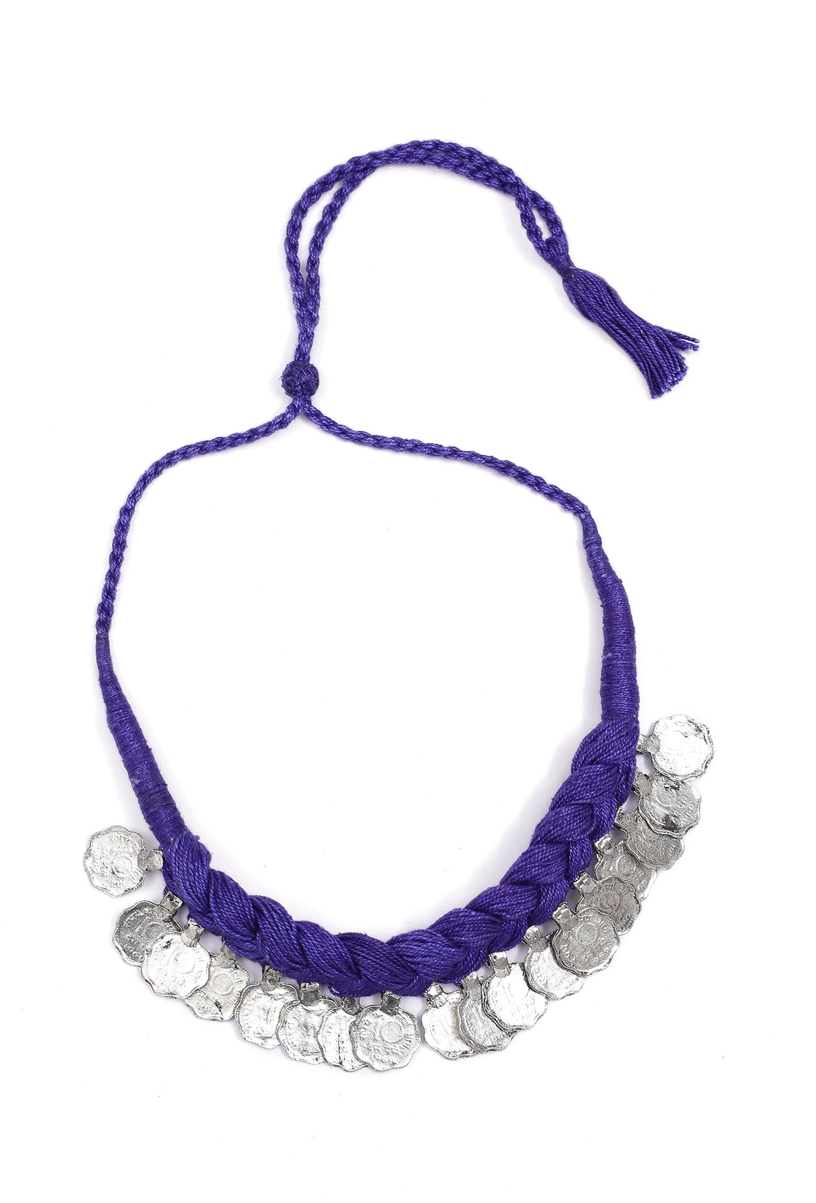 Violet Purple Coin Tribal Necklace