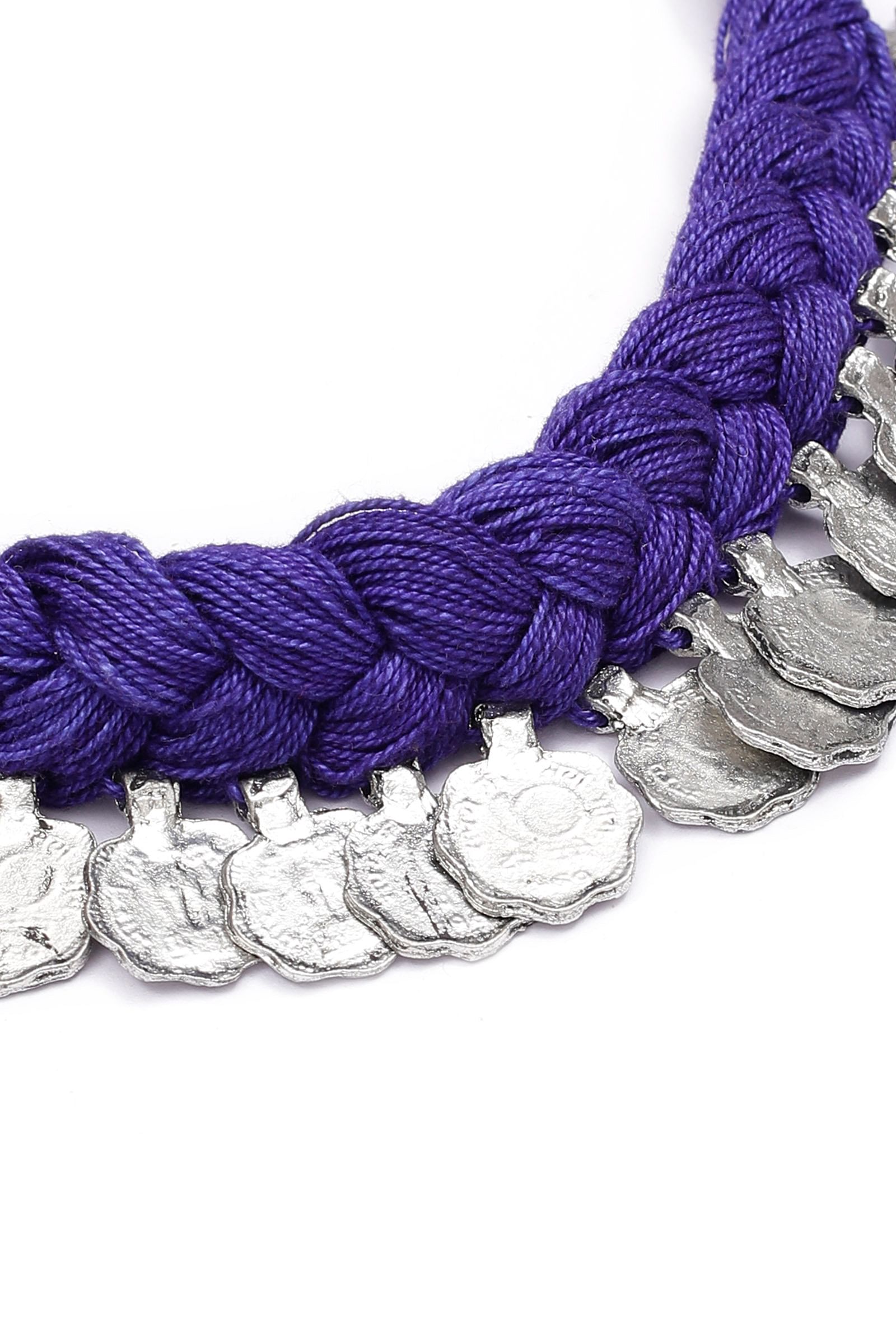 Violet Purple Coin Tribal Necklace
