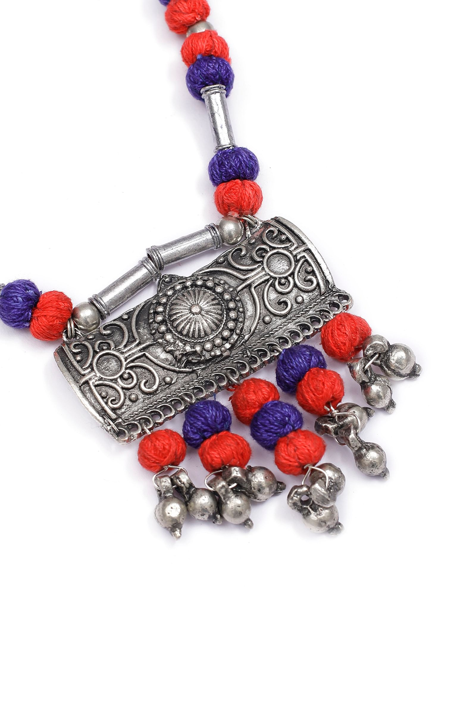 Narangi Orange and Purple Tribal Necklace
