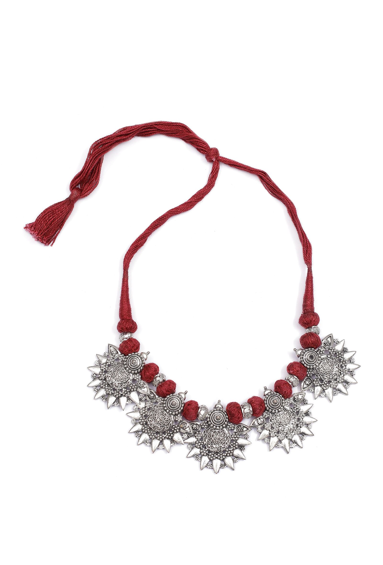 Plum Red Tribal Necklace
