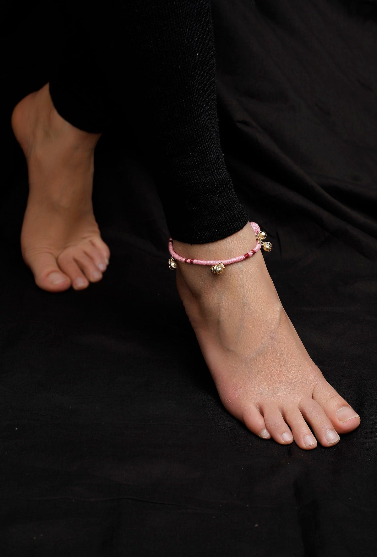 Set of 2: Rose Pink Ghungroo Tribal Anklet