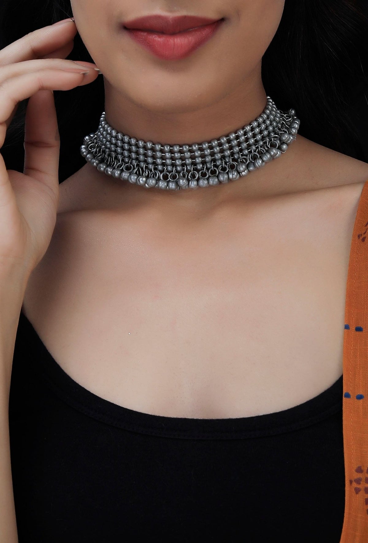 Kashvi Silver Black Thread Necklace