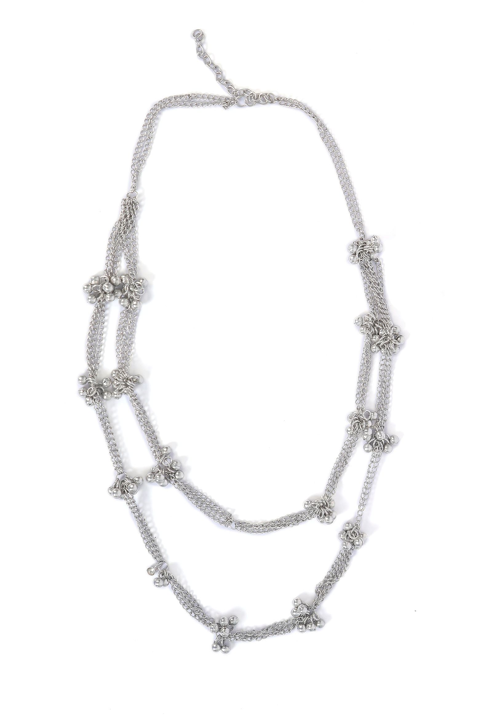 Fatima Double Layer Silver Tribal Necklace