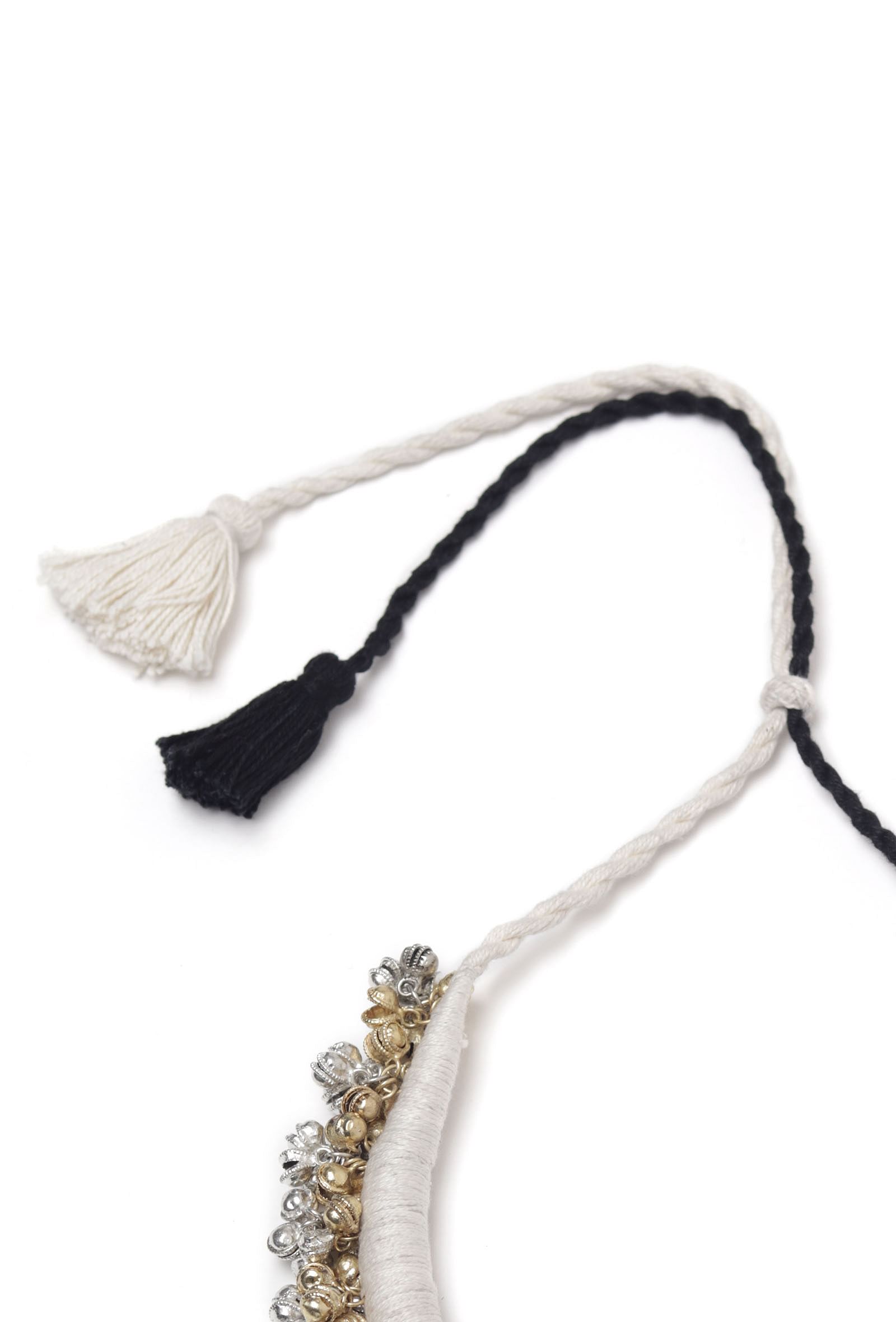 Astira Duo White and Black Tribal Ghungroo  Necklace