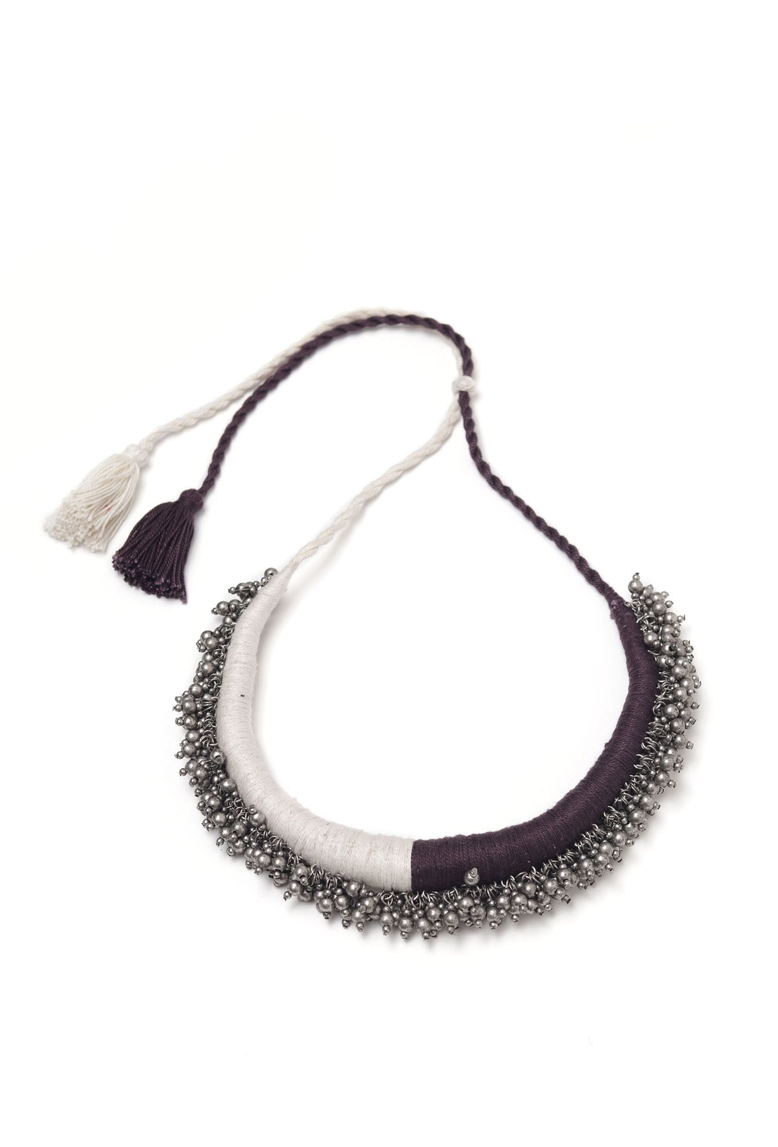 Kasima Duo Black and White Tribal Ghungroo Necklace