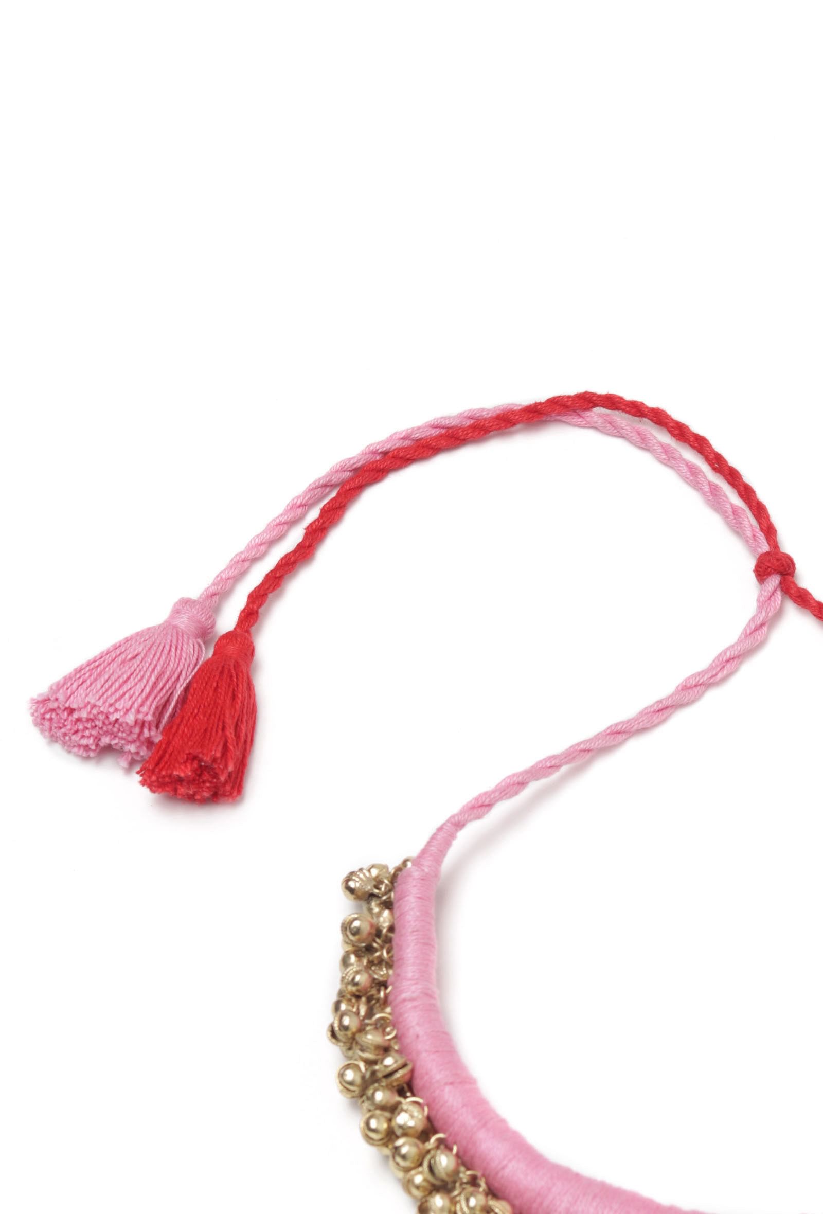 Lishika Duo Red and Pink Tribal Ghungroo Necklace