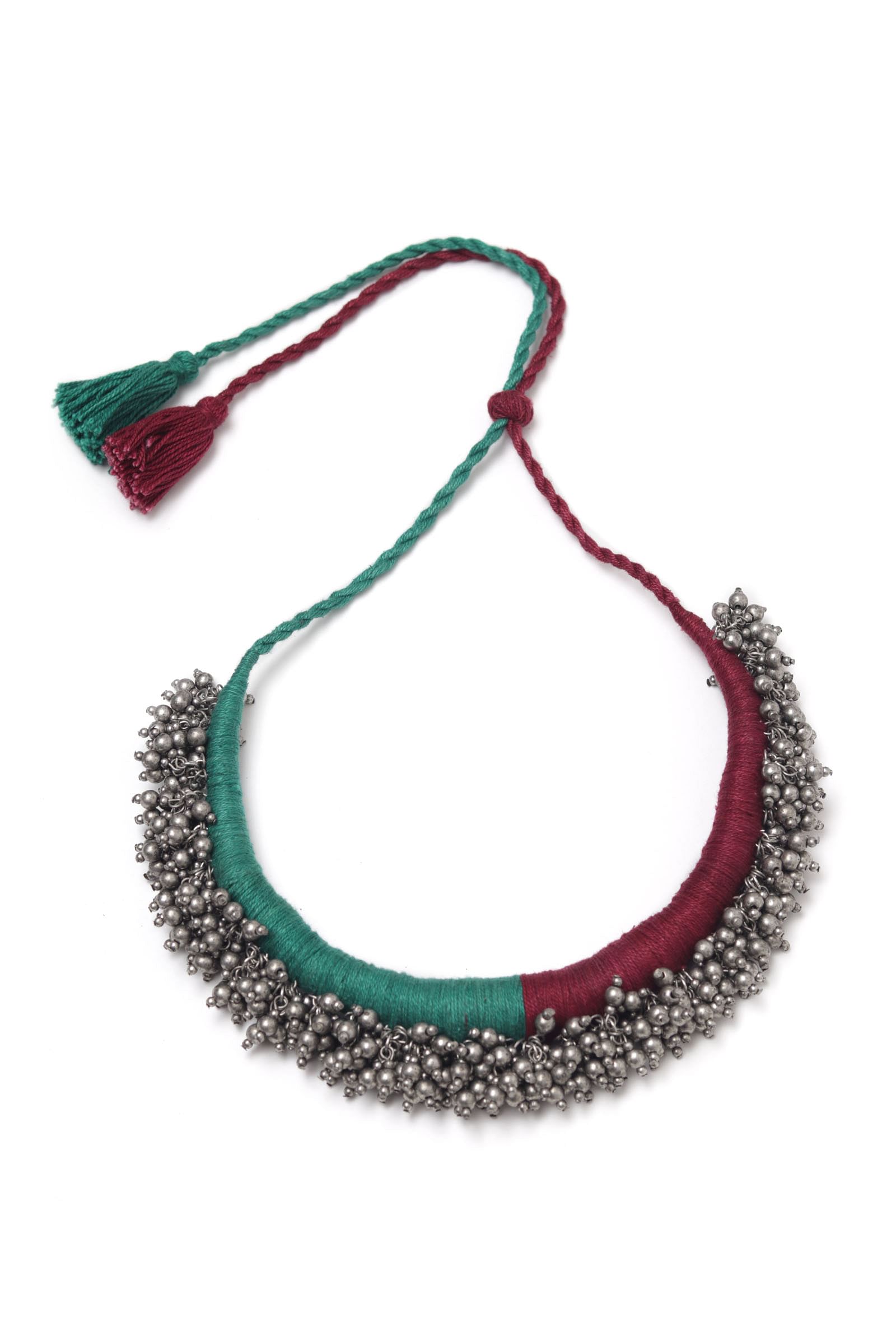 Nihima Duo Red and Green Tribal Ghungroo Necklace