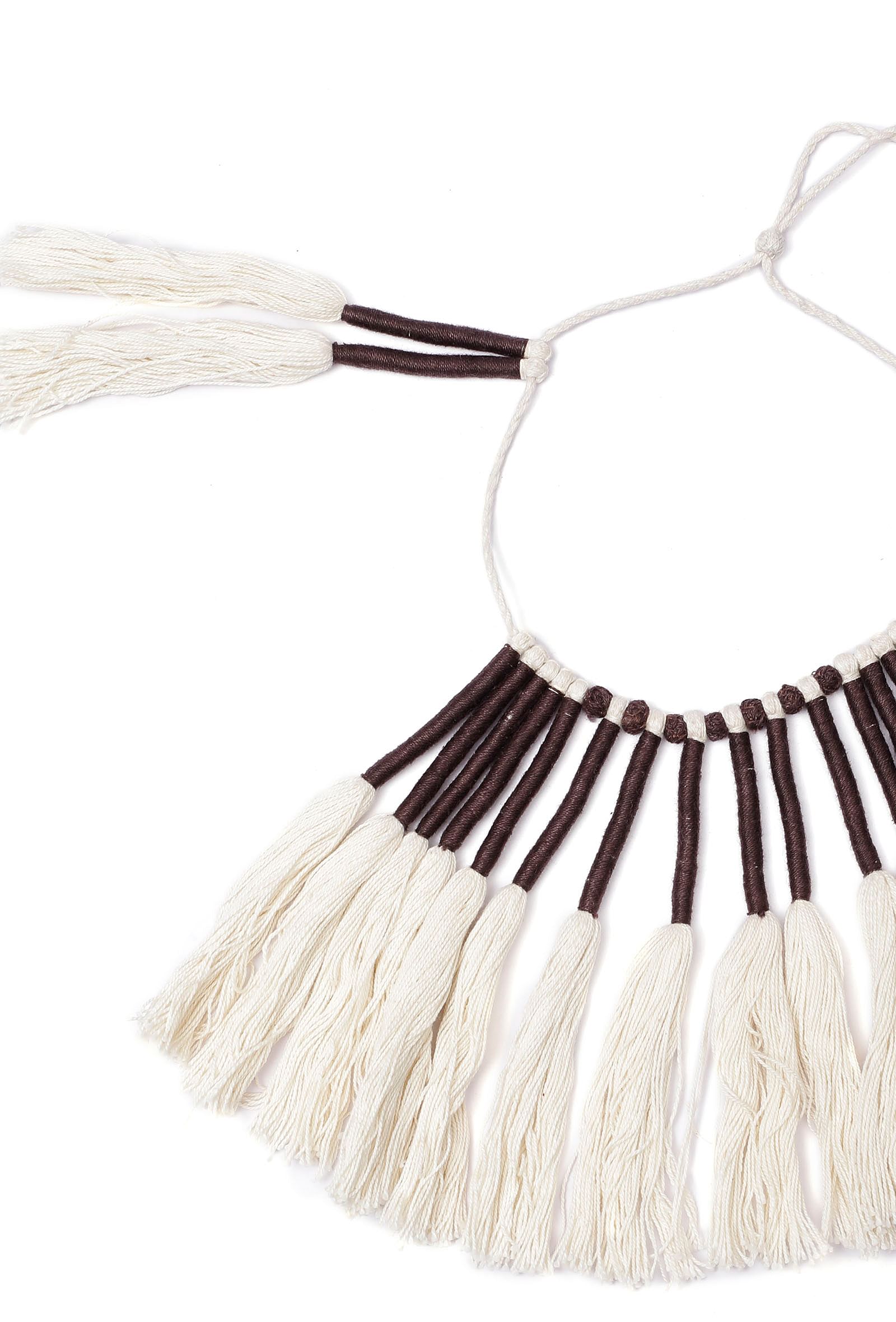 White and Black Thread Silver Tribal Necklace