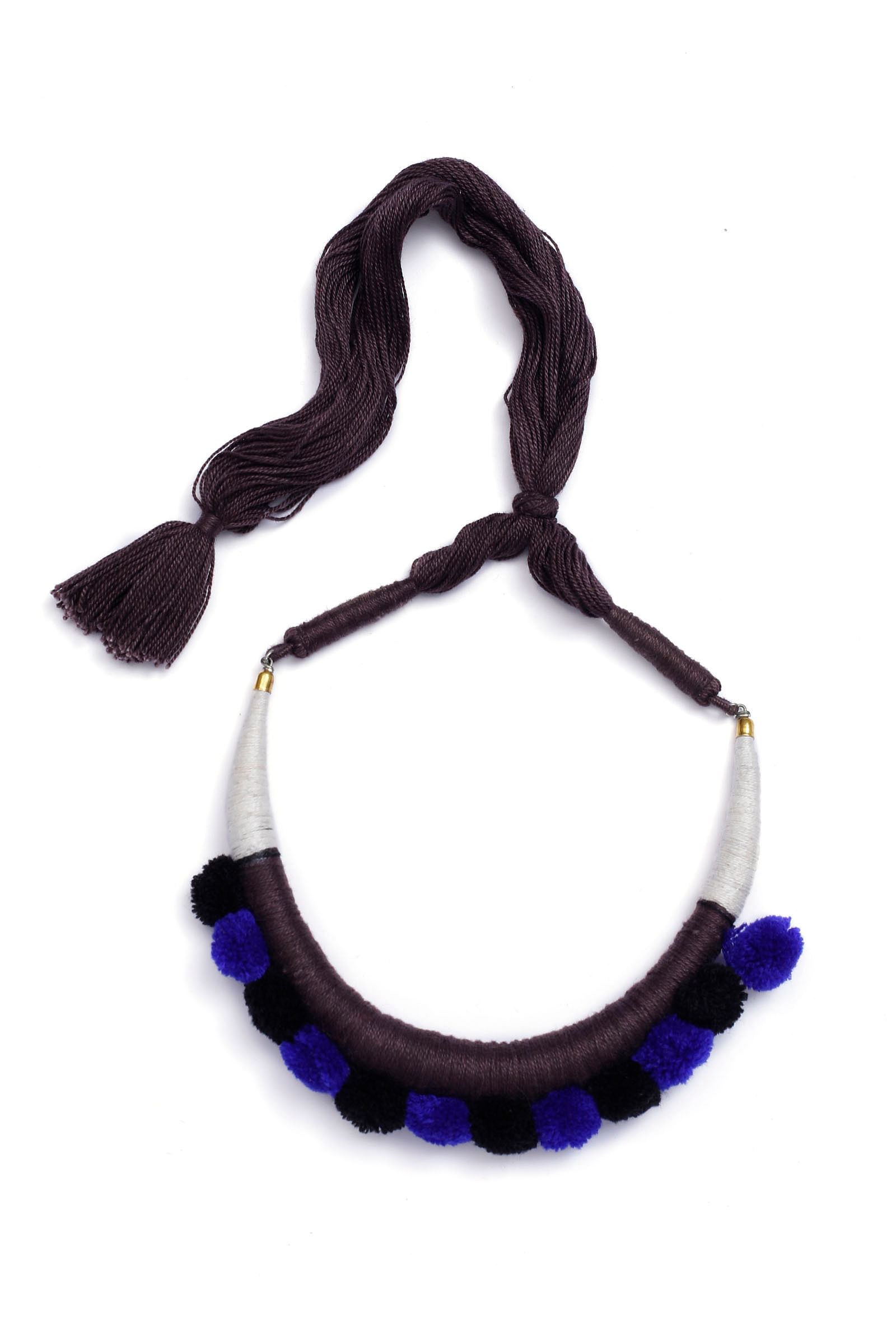 Onyx Black Tribal Thread Necklace