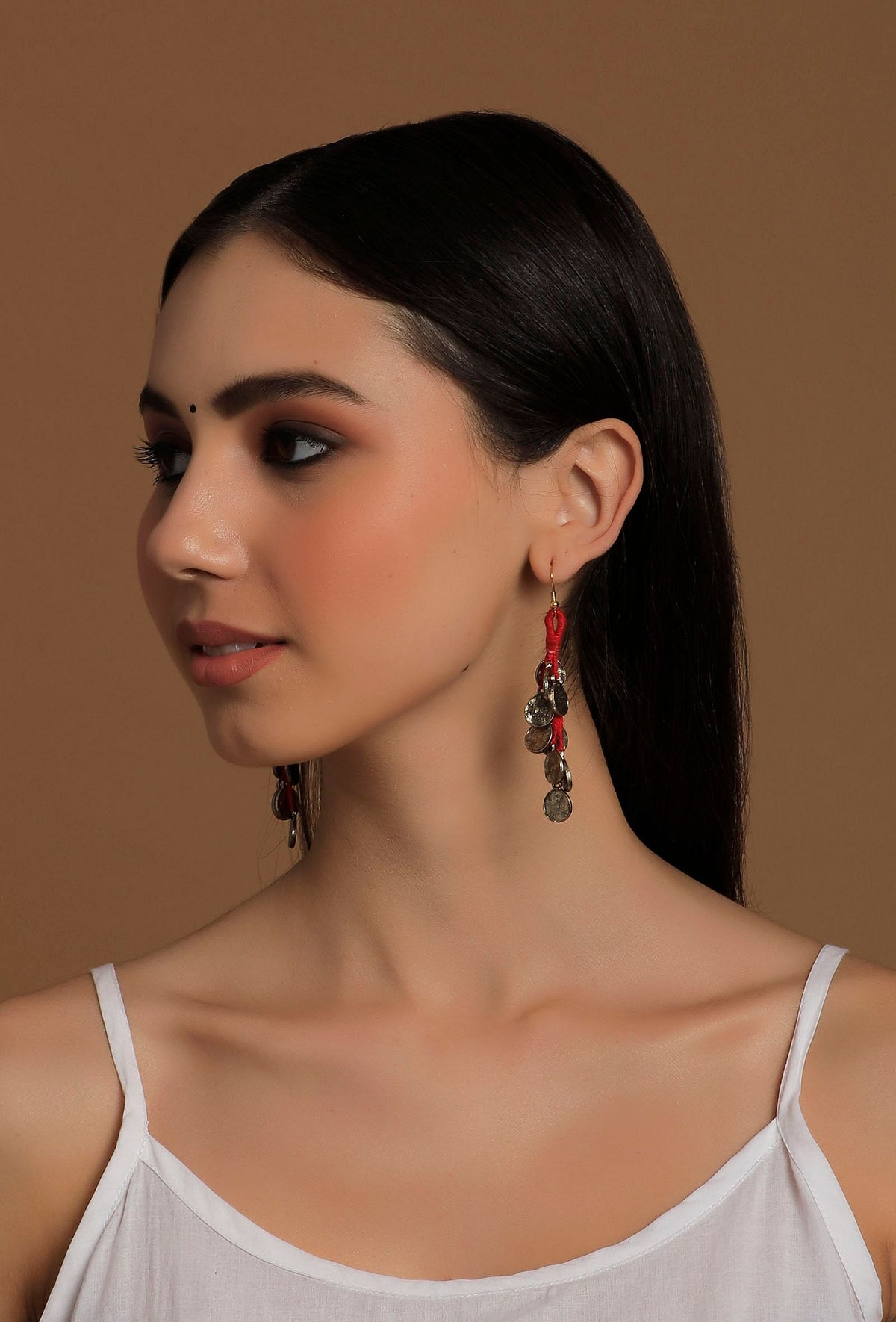 Aria Tribal Coin Thread Earrings