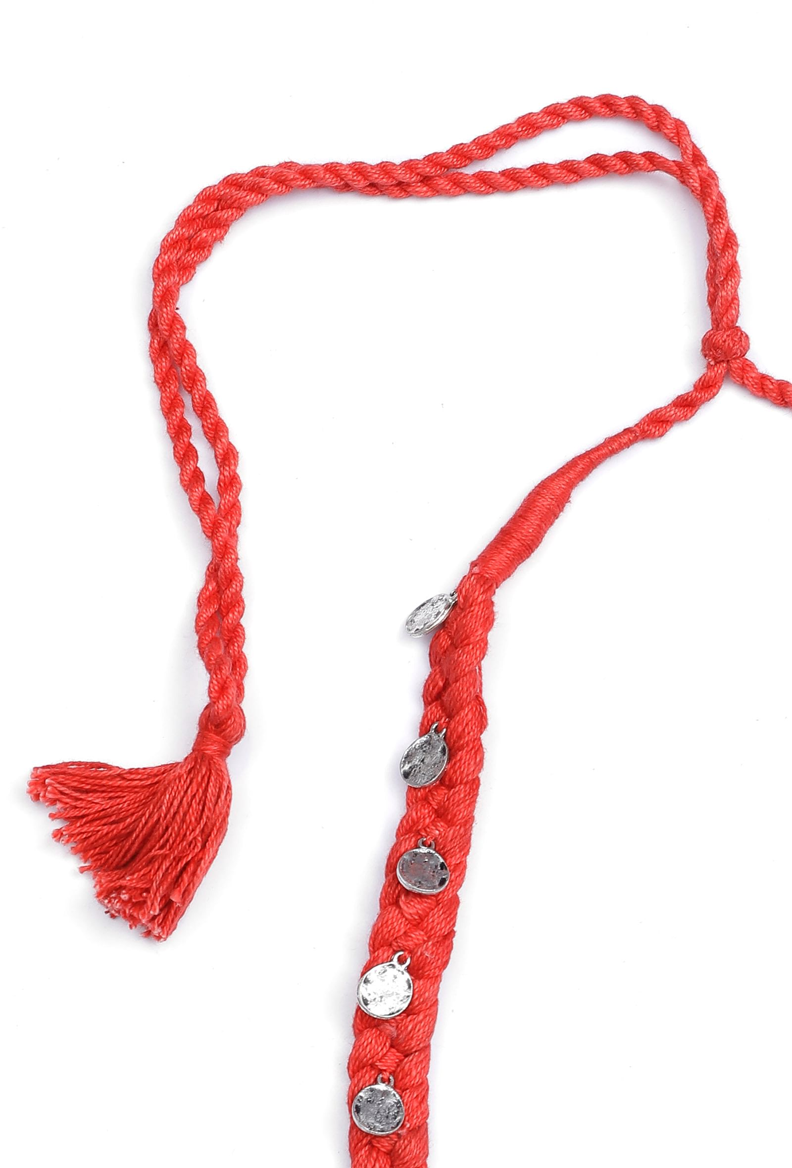 Scarlet Orange Tribal Brass Necklace