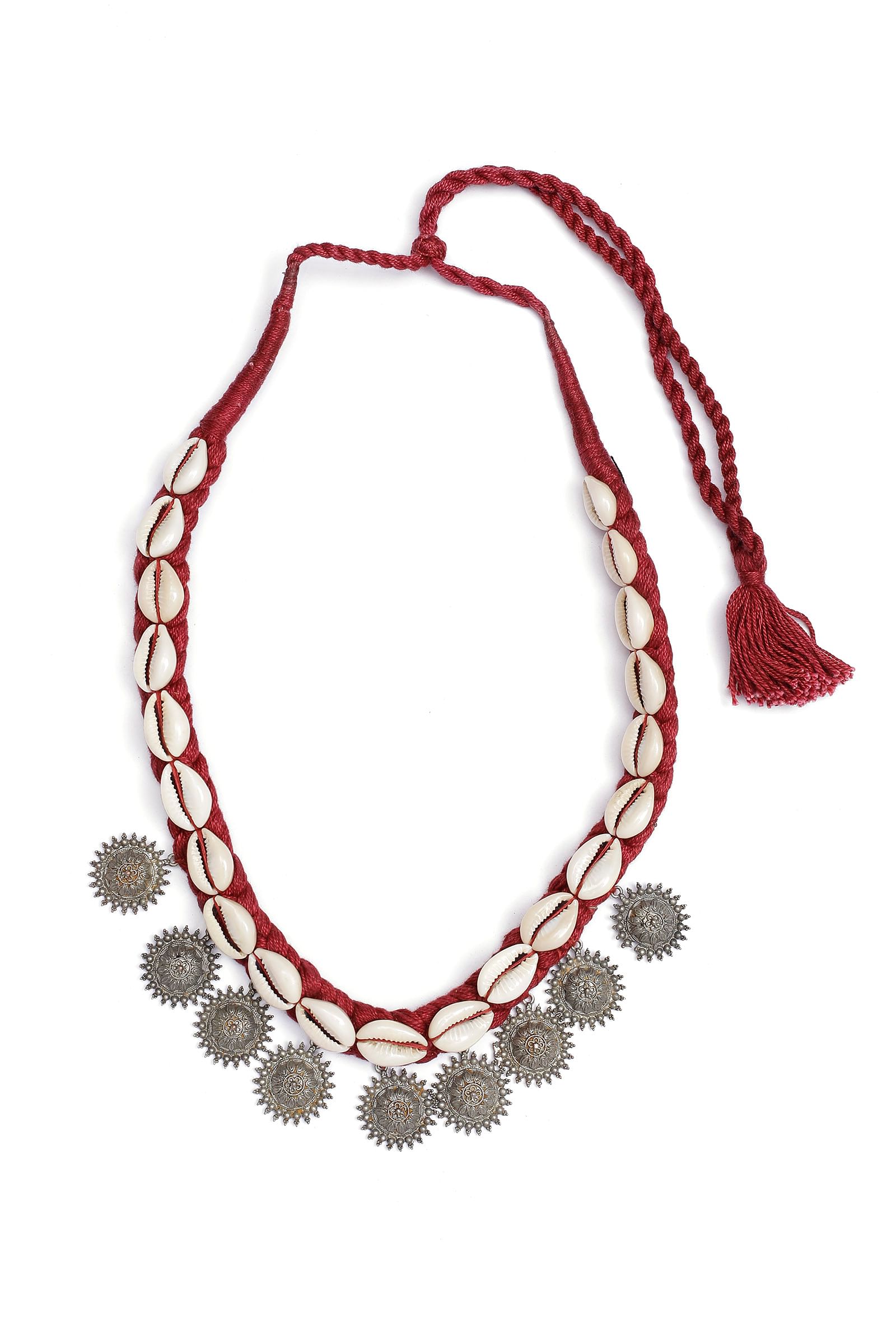 Sidham Red Cowrie Shell Tribal Necklace