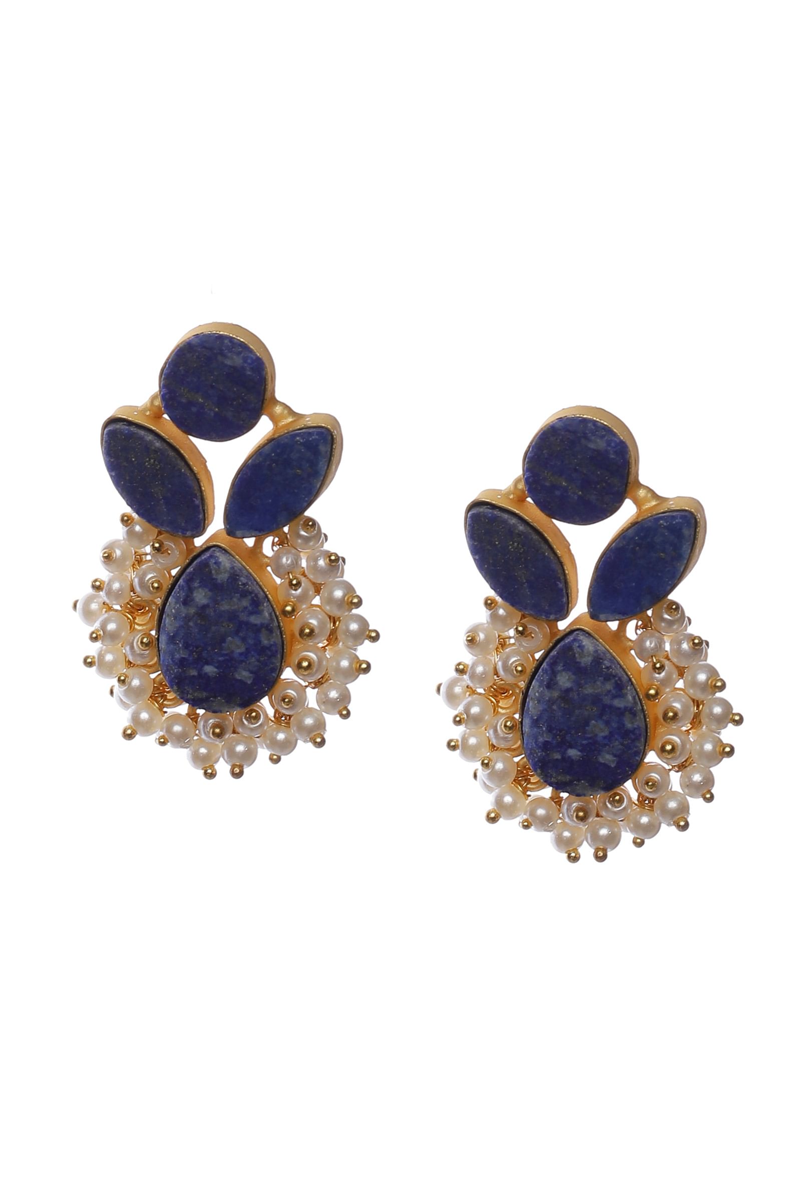 Prussian Blue Pearl Earrings