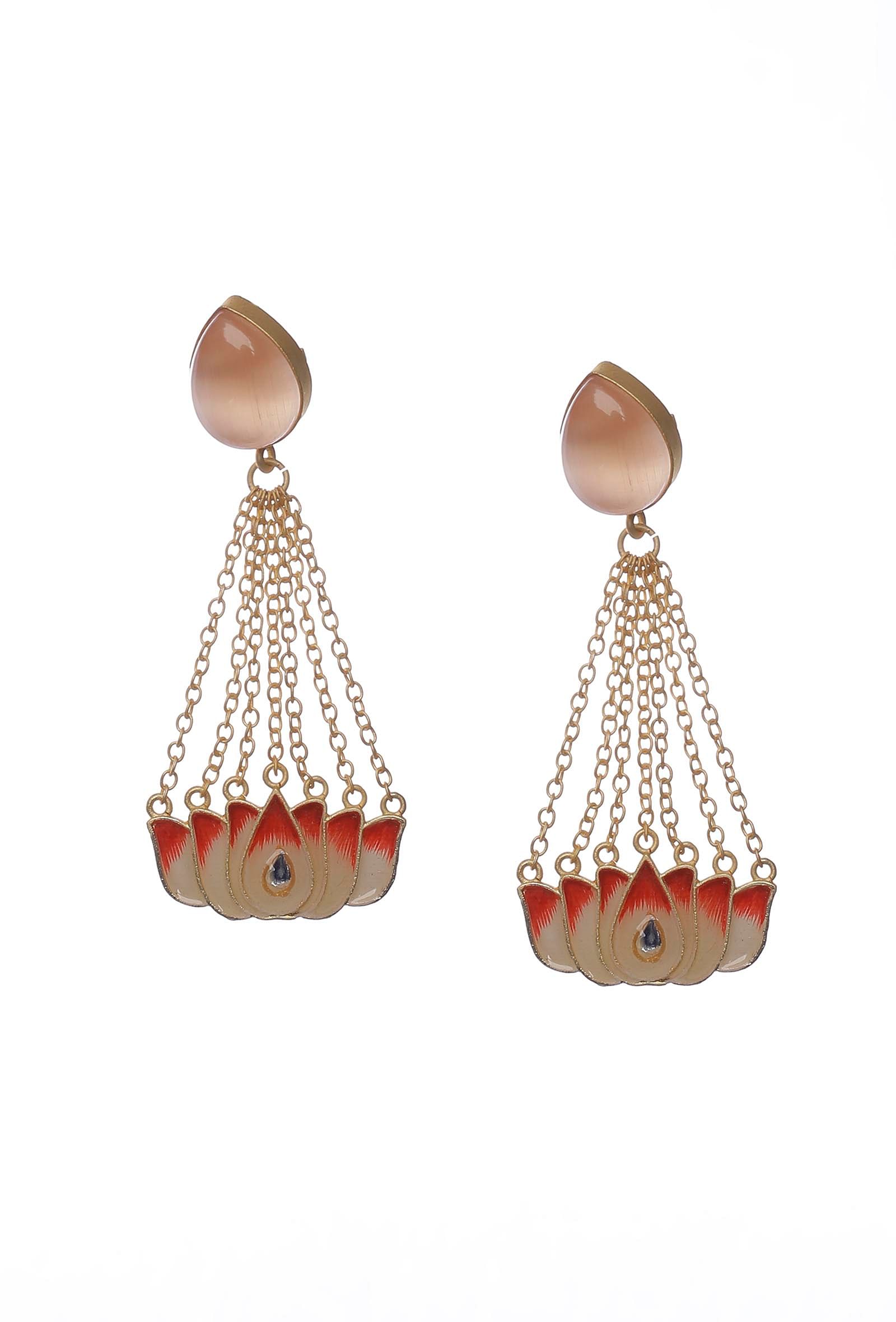 Pastel Pink Ombre Gold Chain Earrings