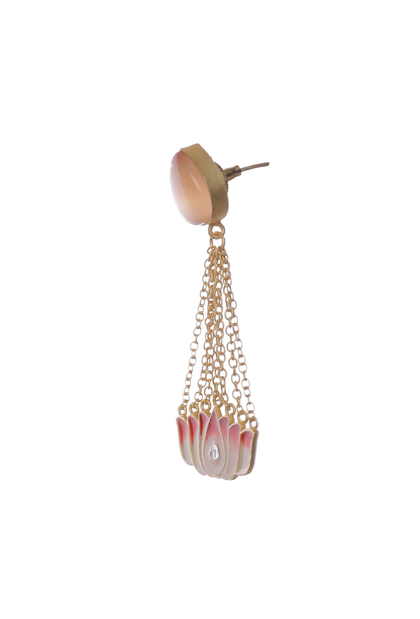 Pastel Pink Ombre Gold Chain Earrings