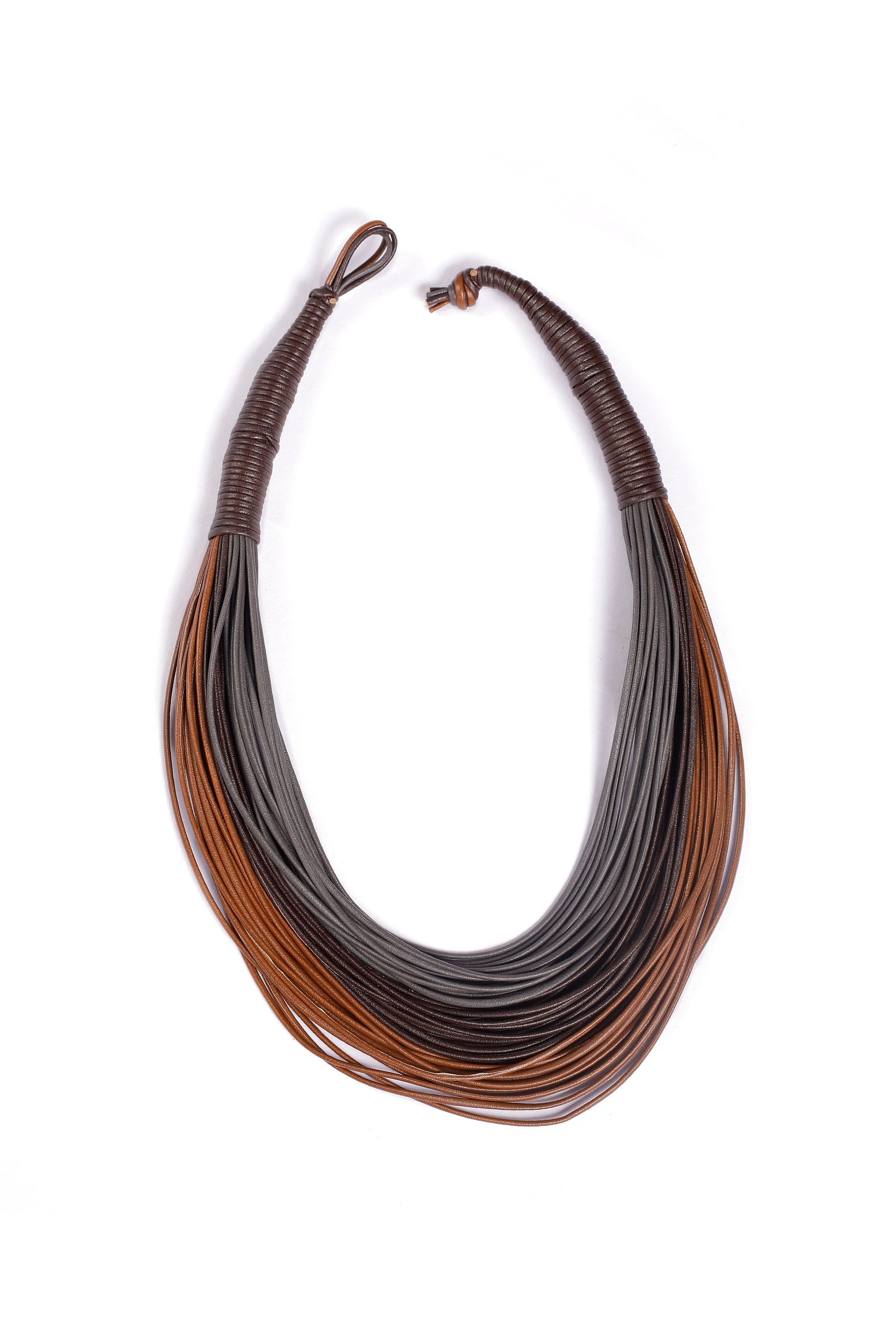Umber Brown Cruelty Free Leather Layered Necklace