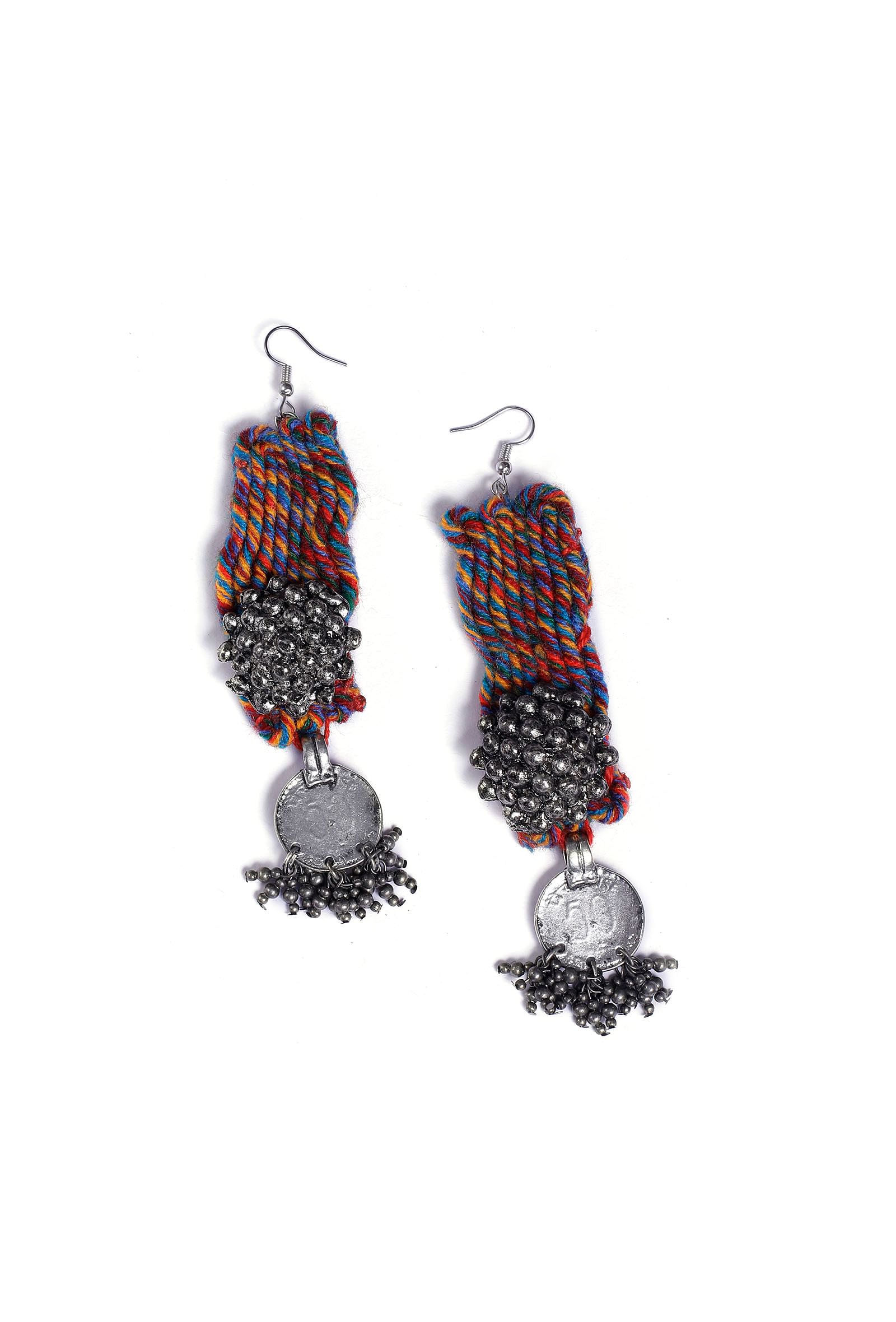 Raami Contrast Thread Tribal Earrings