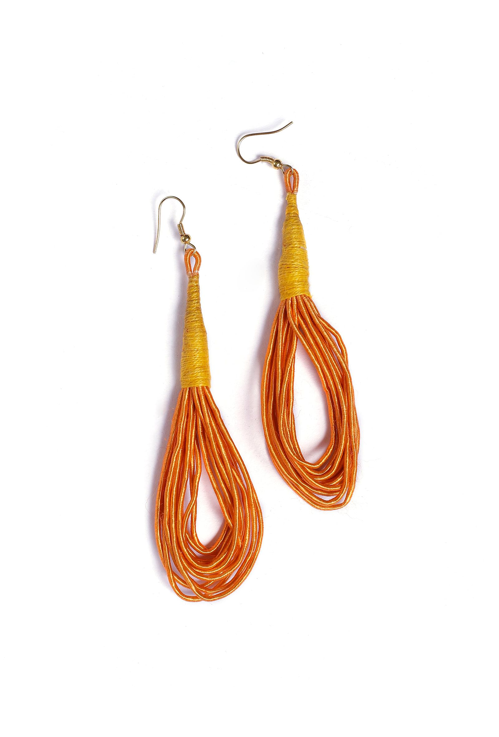 Sunshine Orange Thread Tribal Earrings