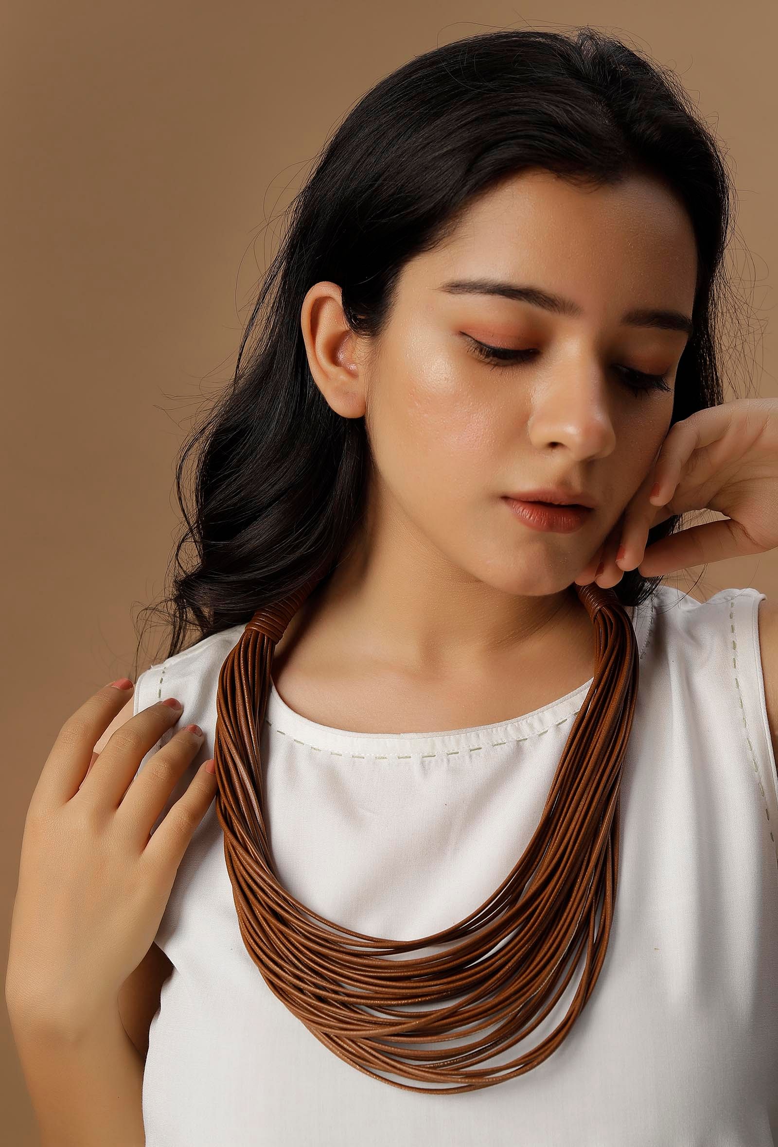 Coco Brown Cruelty Free Leather Layered Necklace