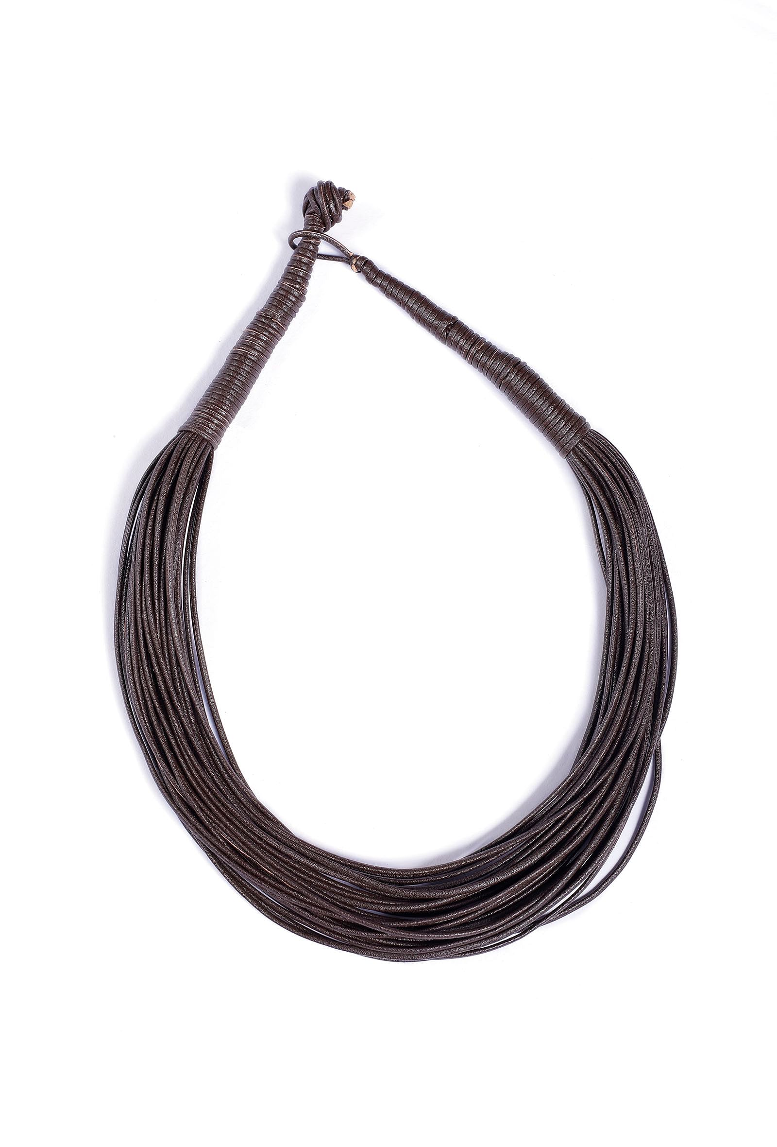 Onyx Black Contrast Thread Tribal Necklace