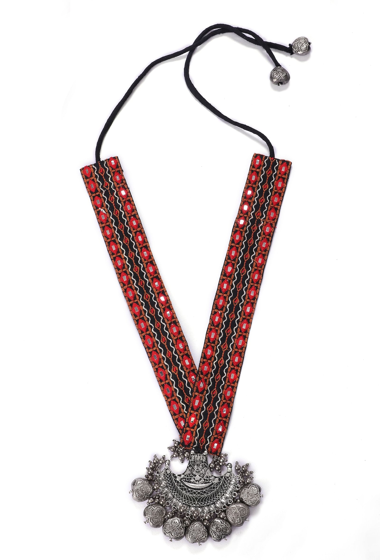 Red Kutch V Neck Necklace