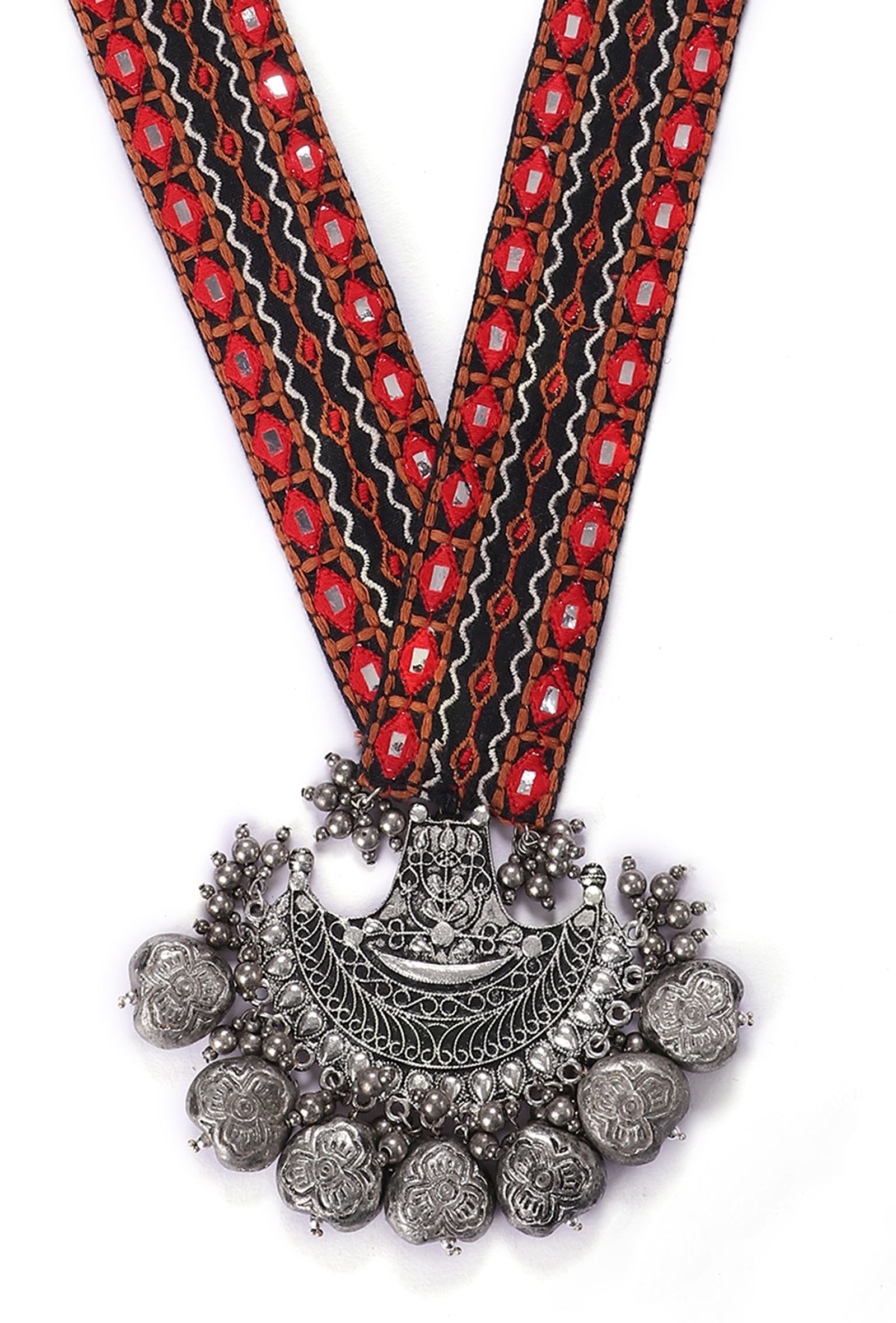 Red Kutch V Neck Necklace