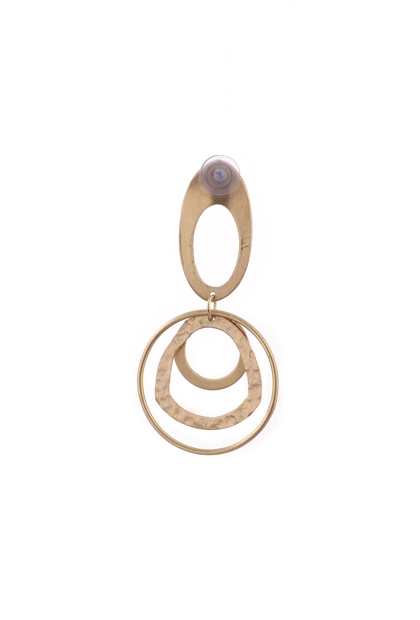 Uneven Oval Layered Brass Earrings