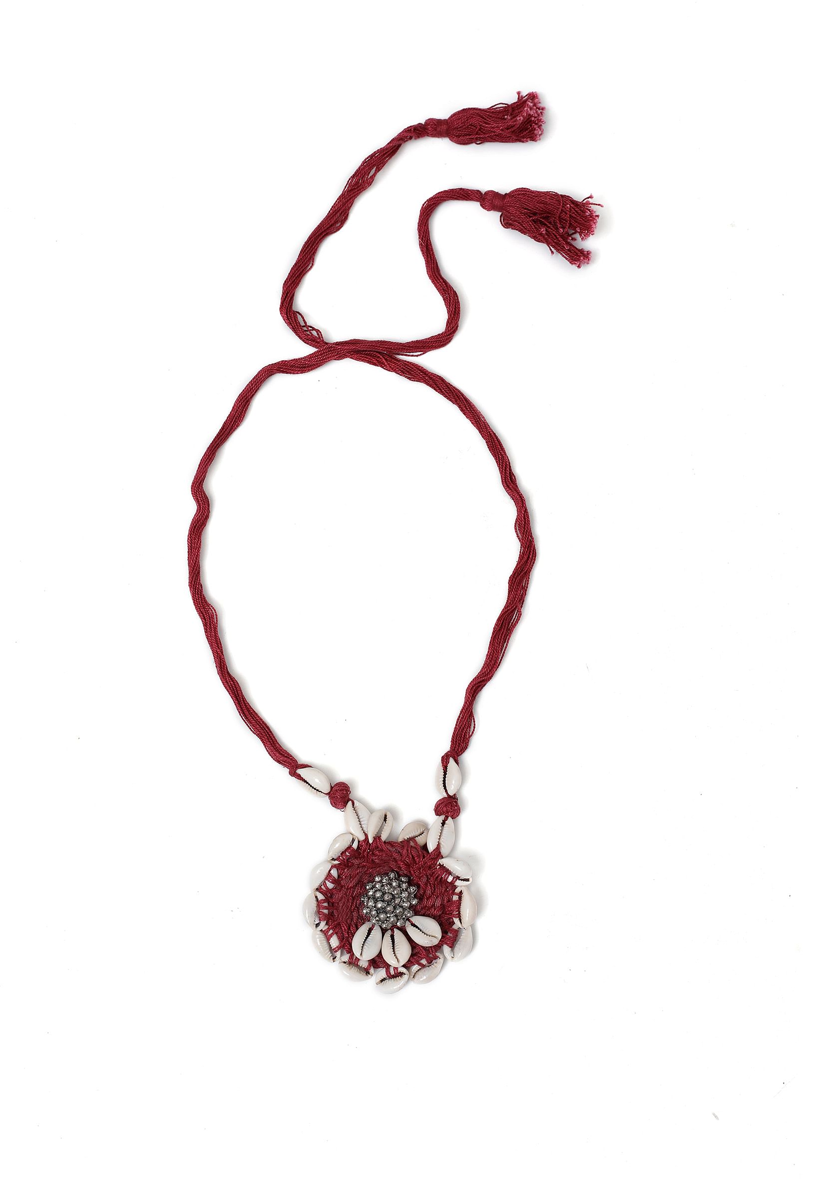 Maroon Thread Tribal Necklace