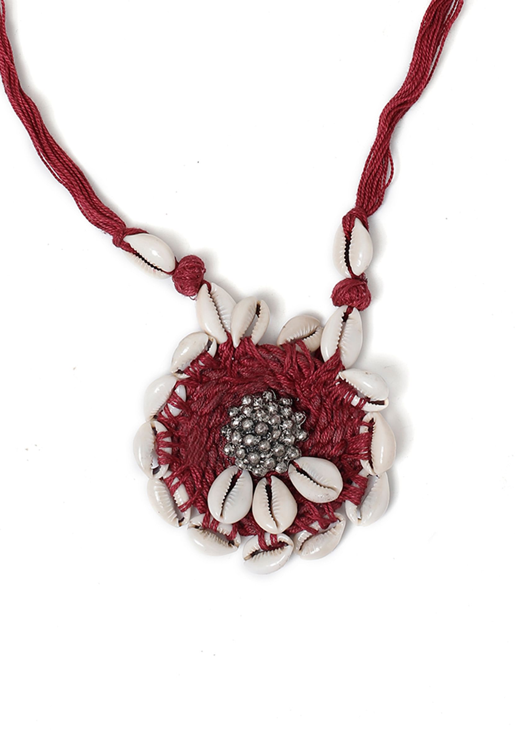 Maroon Thread Tribal Necklace