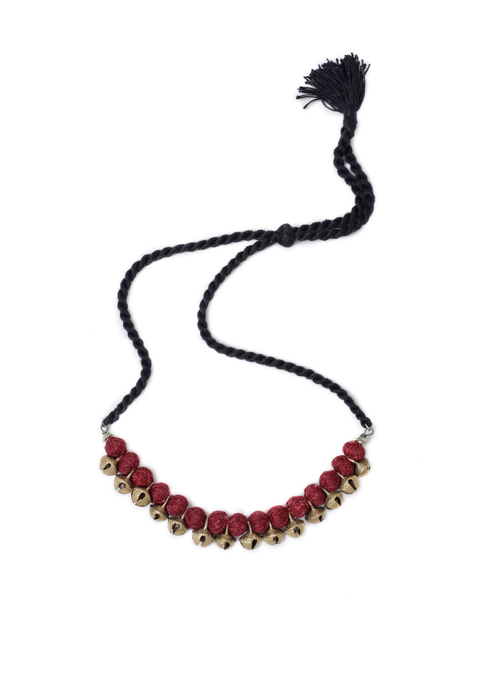 Red and Gold Ghungroo Tribal Necklace