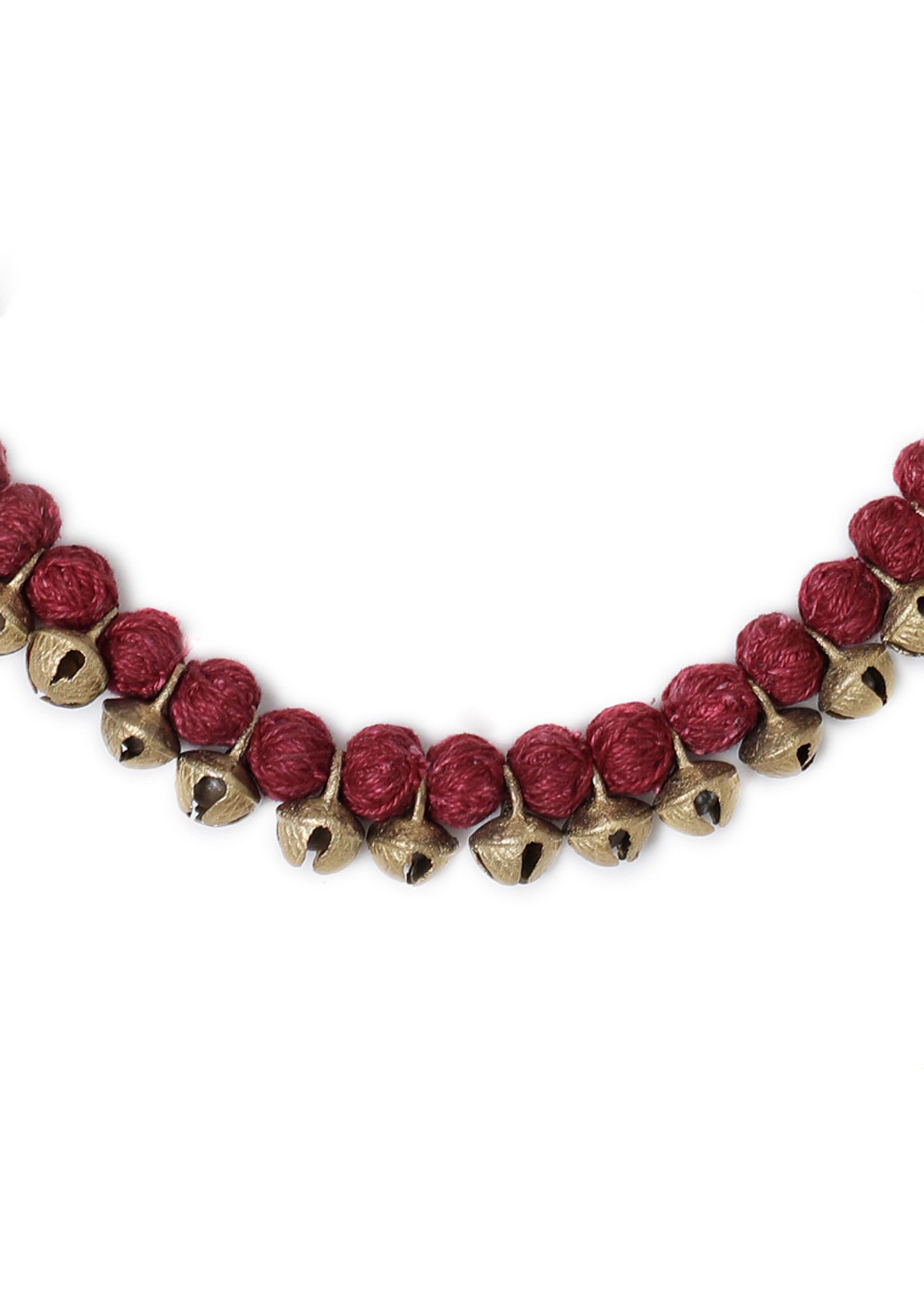 Red and Gold Ghungroo Tribal Necklace