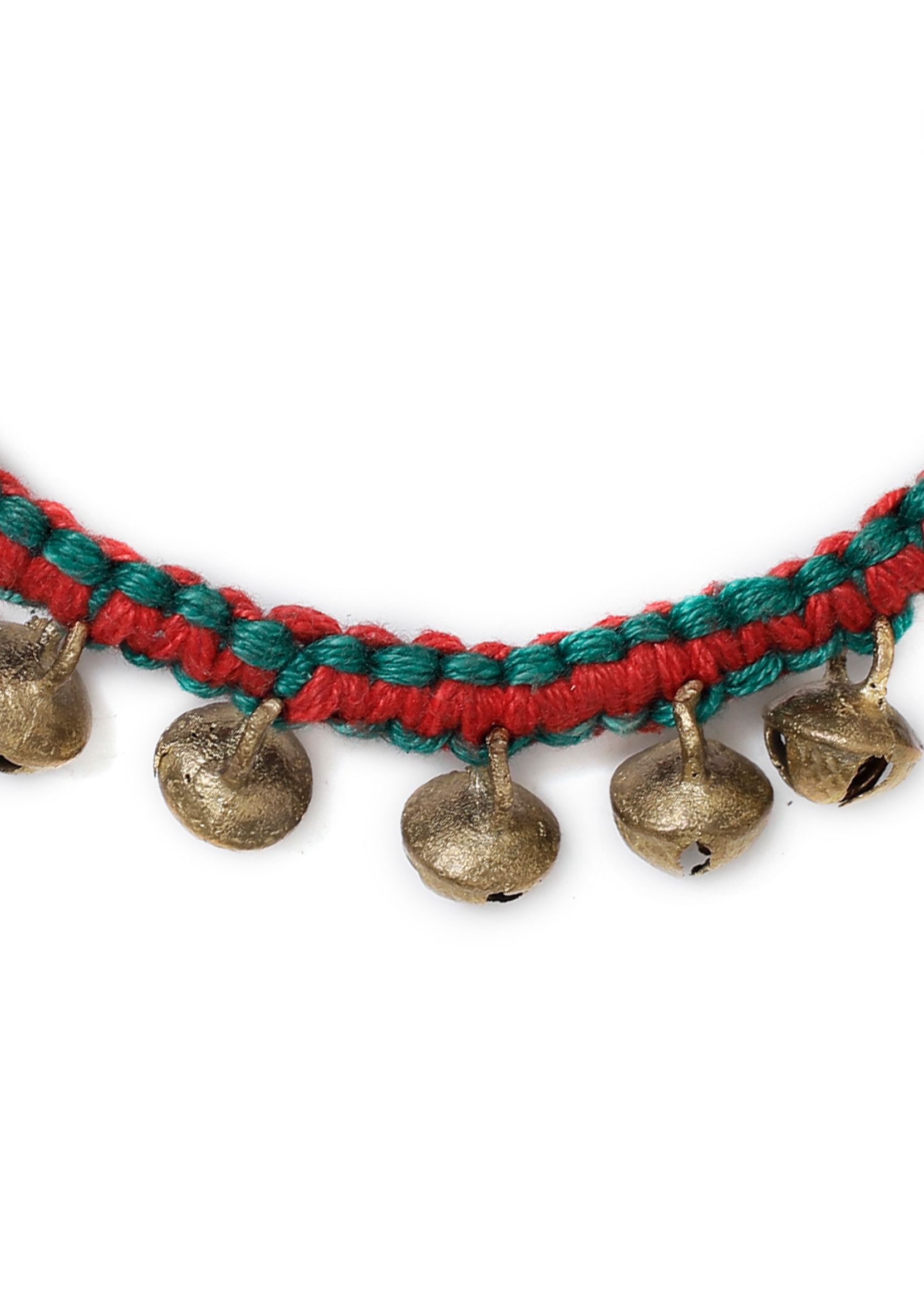 Teal and Red Ghungroo Tribal Anklet