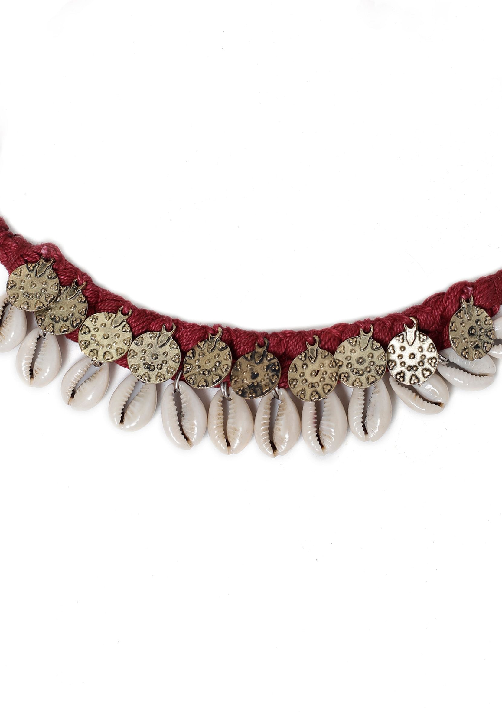 Maroon Red Tribal Coin Anklet