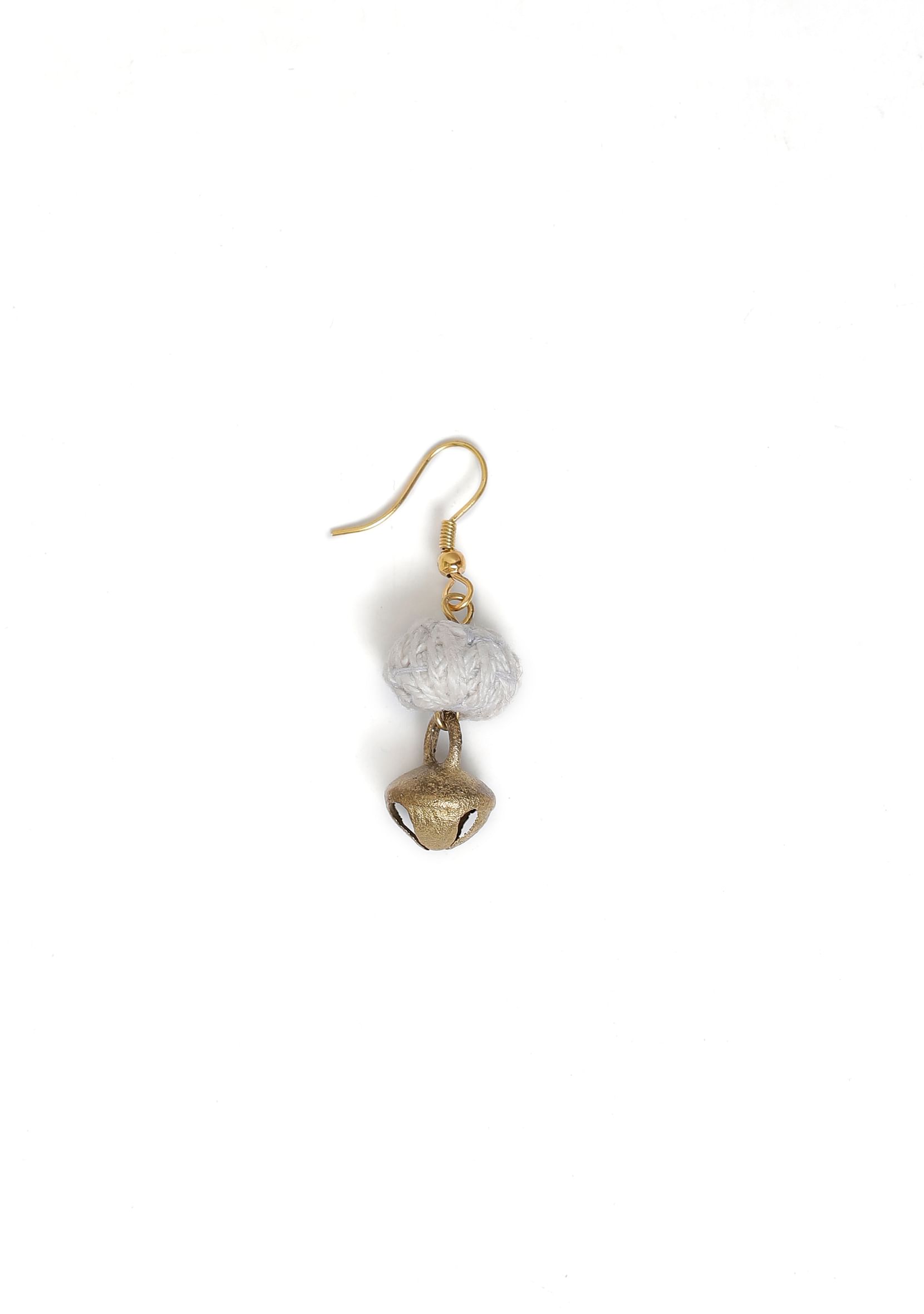 White Bead & Ghungroo Tribal Earrings