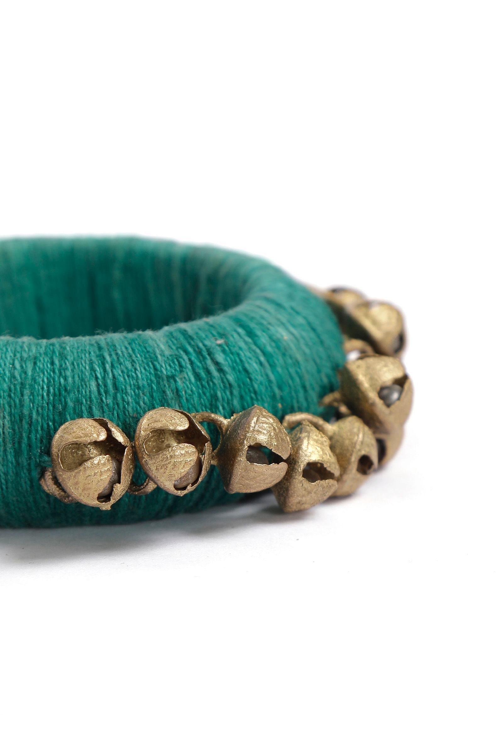 Teal Thread Wooden Bangles