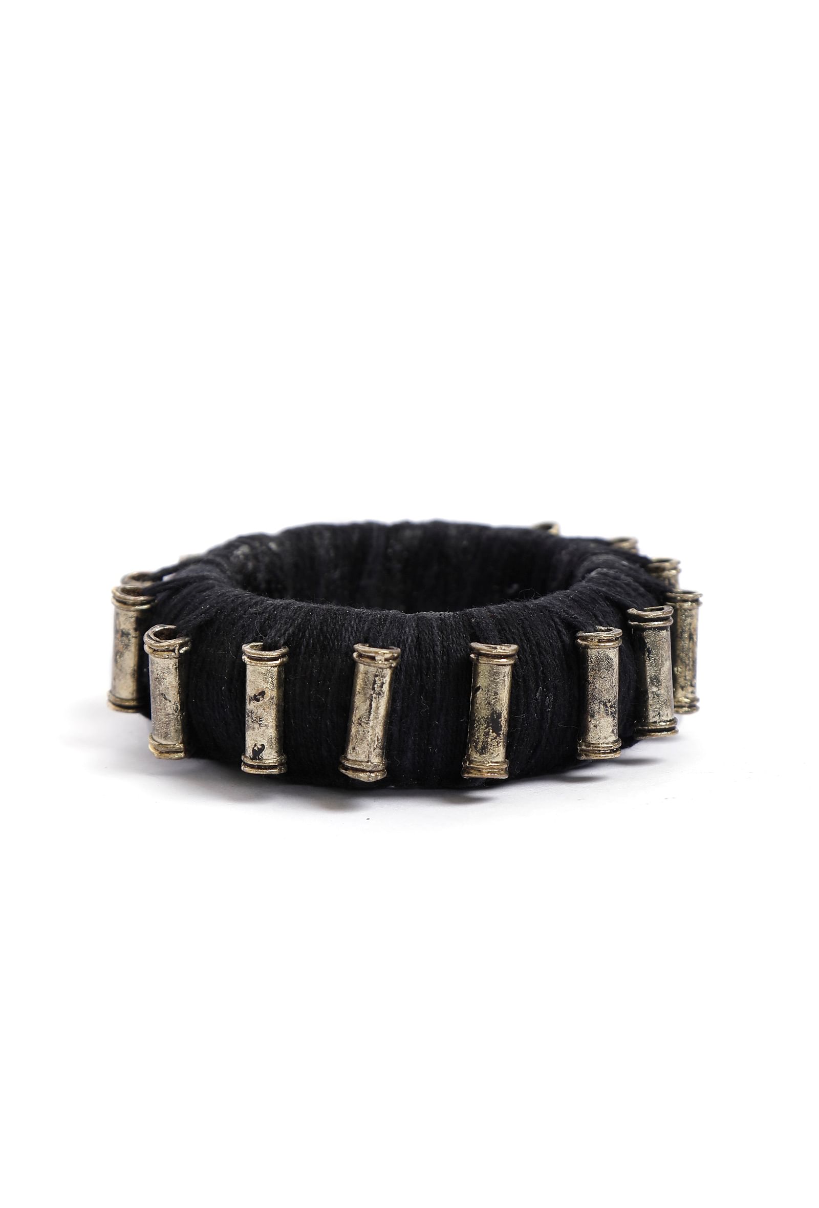 Onyx Black Thread Wooden Bangles