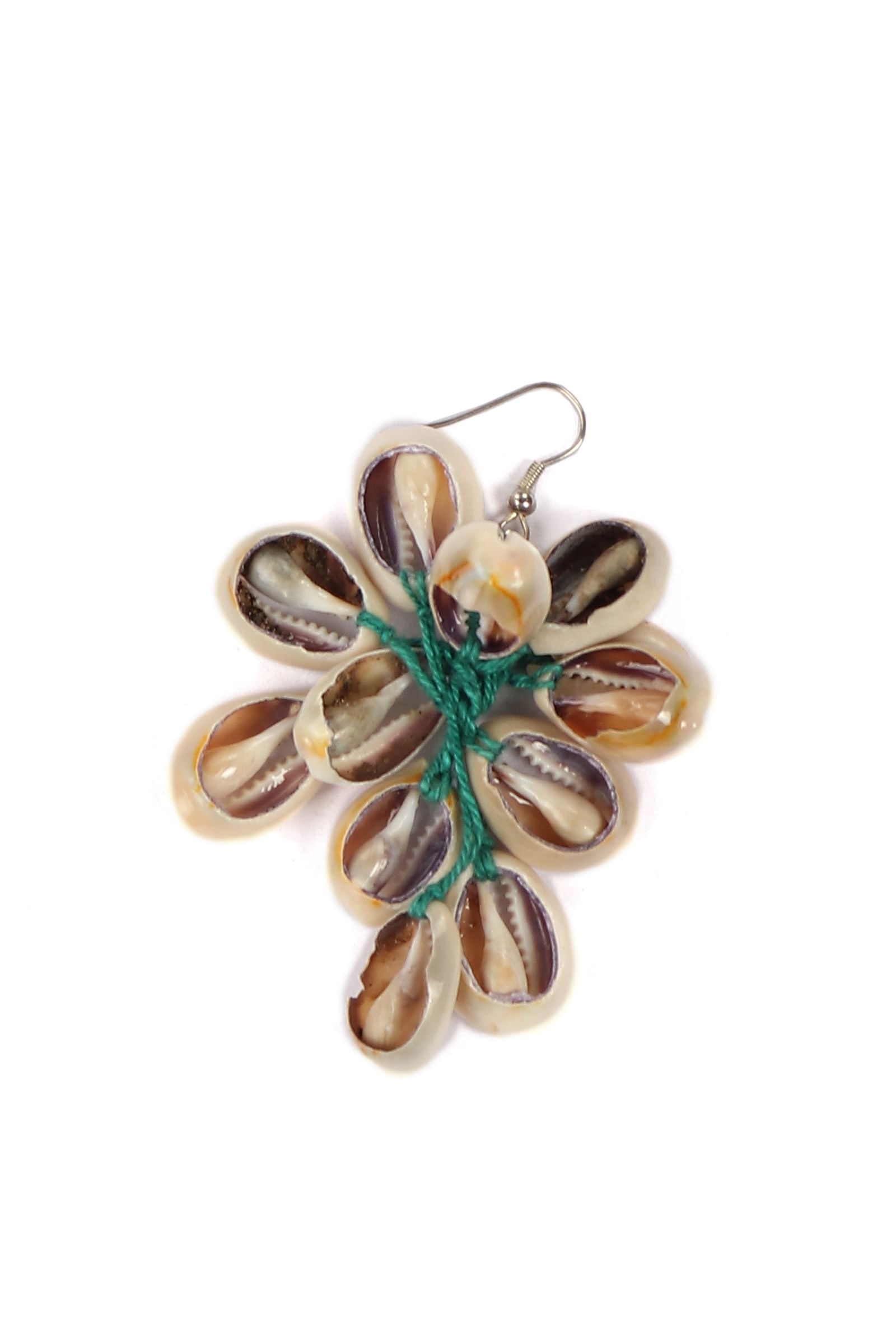 Green Thread & Seashell Earrings
