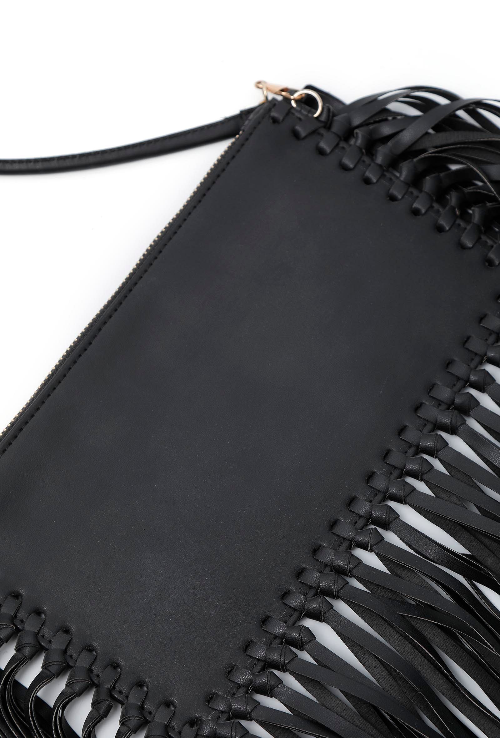 Charcoal Black Frill Crossbody Bag