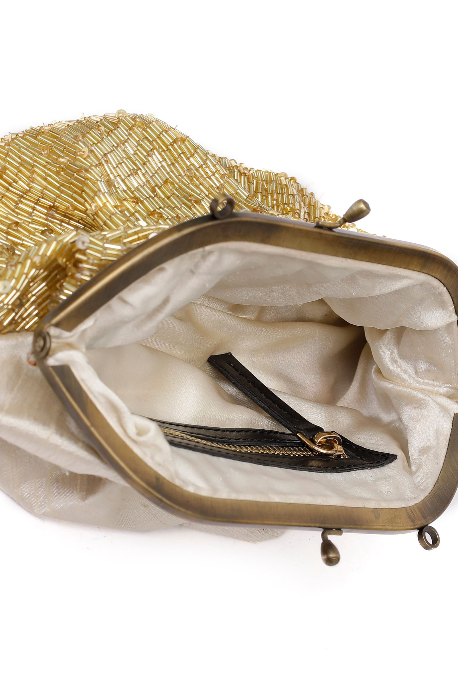 Goldy Golden Embellished Clutch Bag
