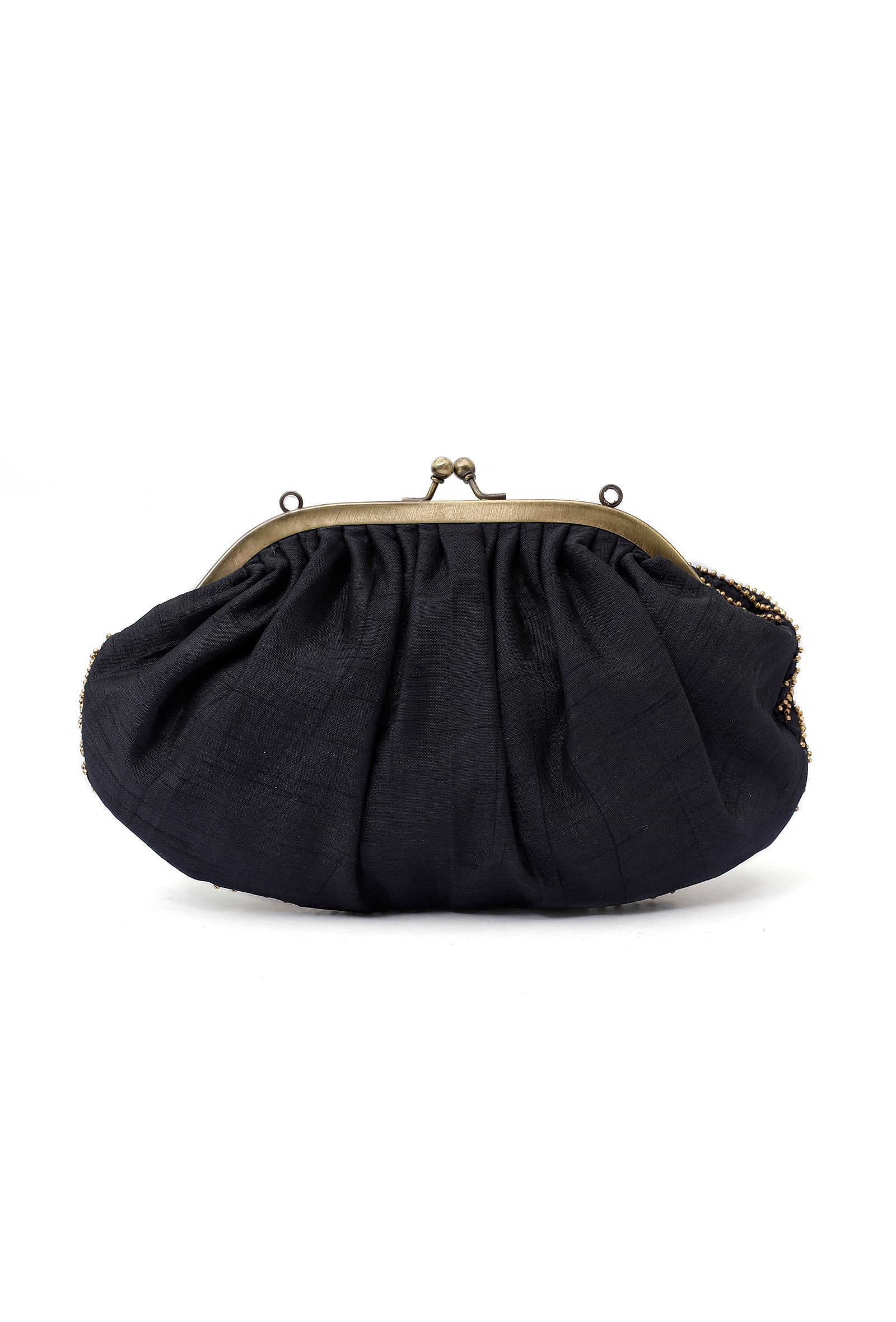 Saira Black Embellished Clutch Bag