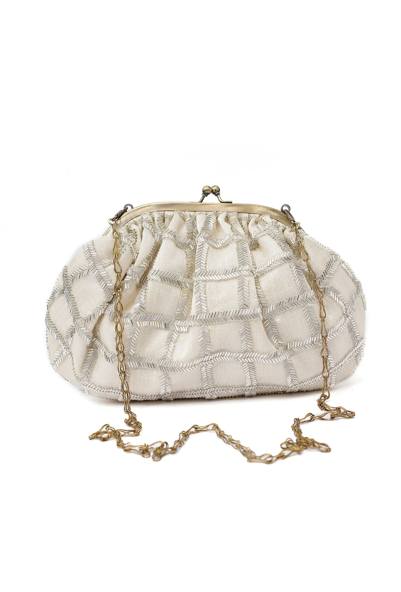 Amaira White Embellished Clutch Bag