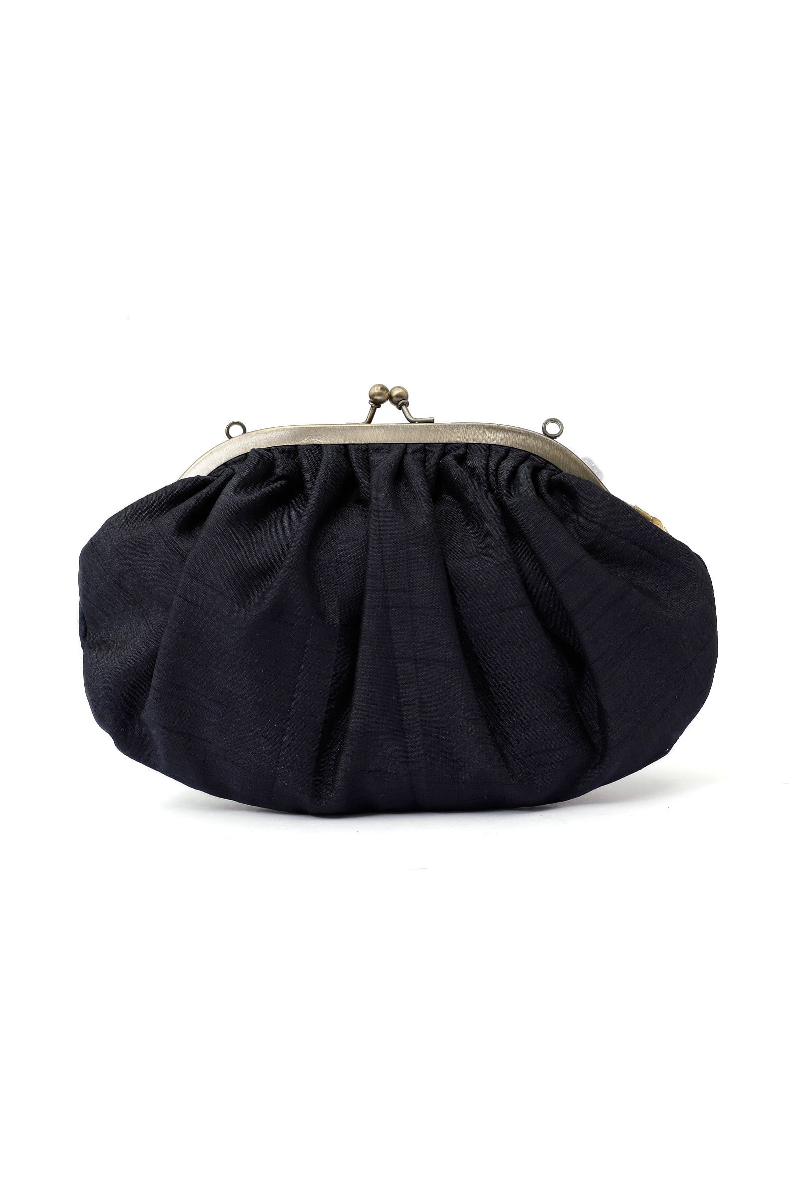 Prussian Black Embellished Clutch Bag